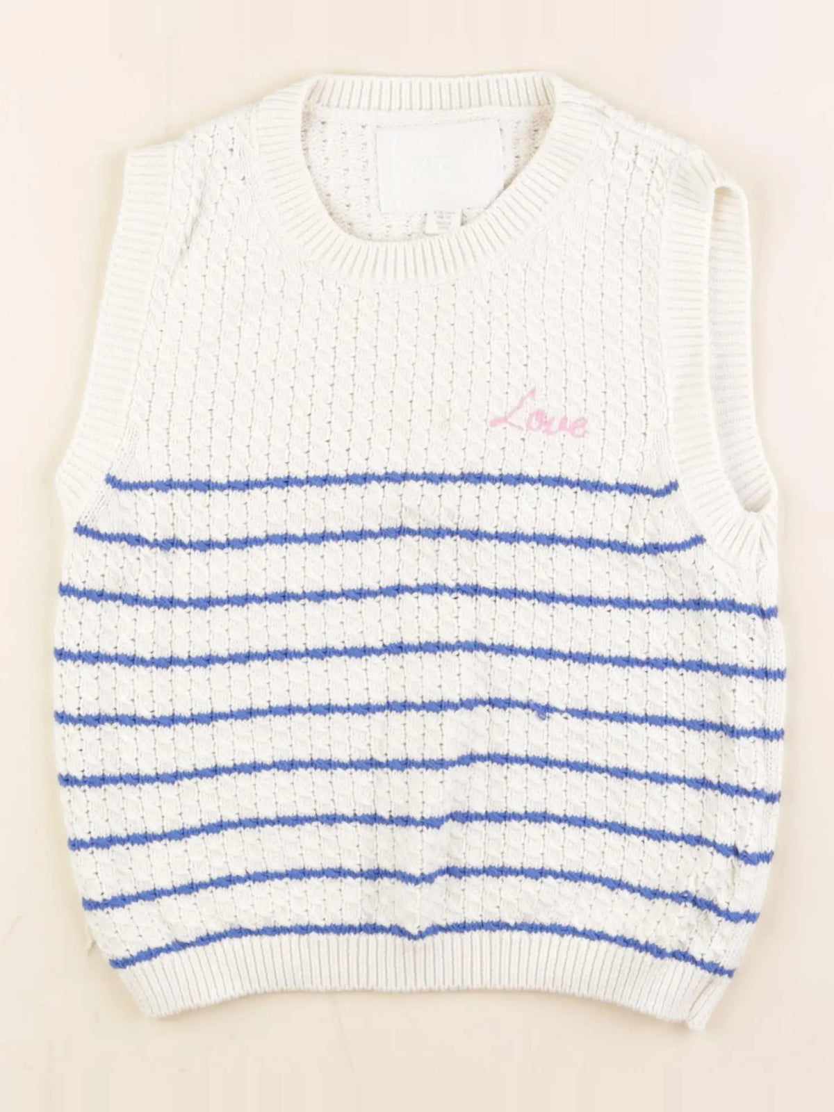 Zara - pull blanc, bleu - 9/10 ans