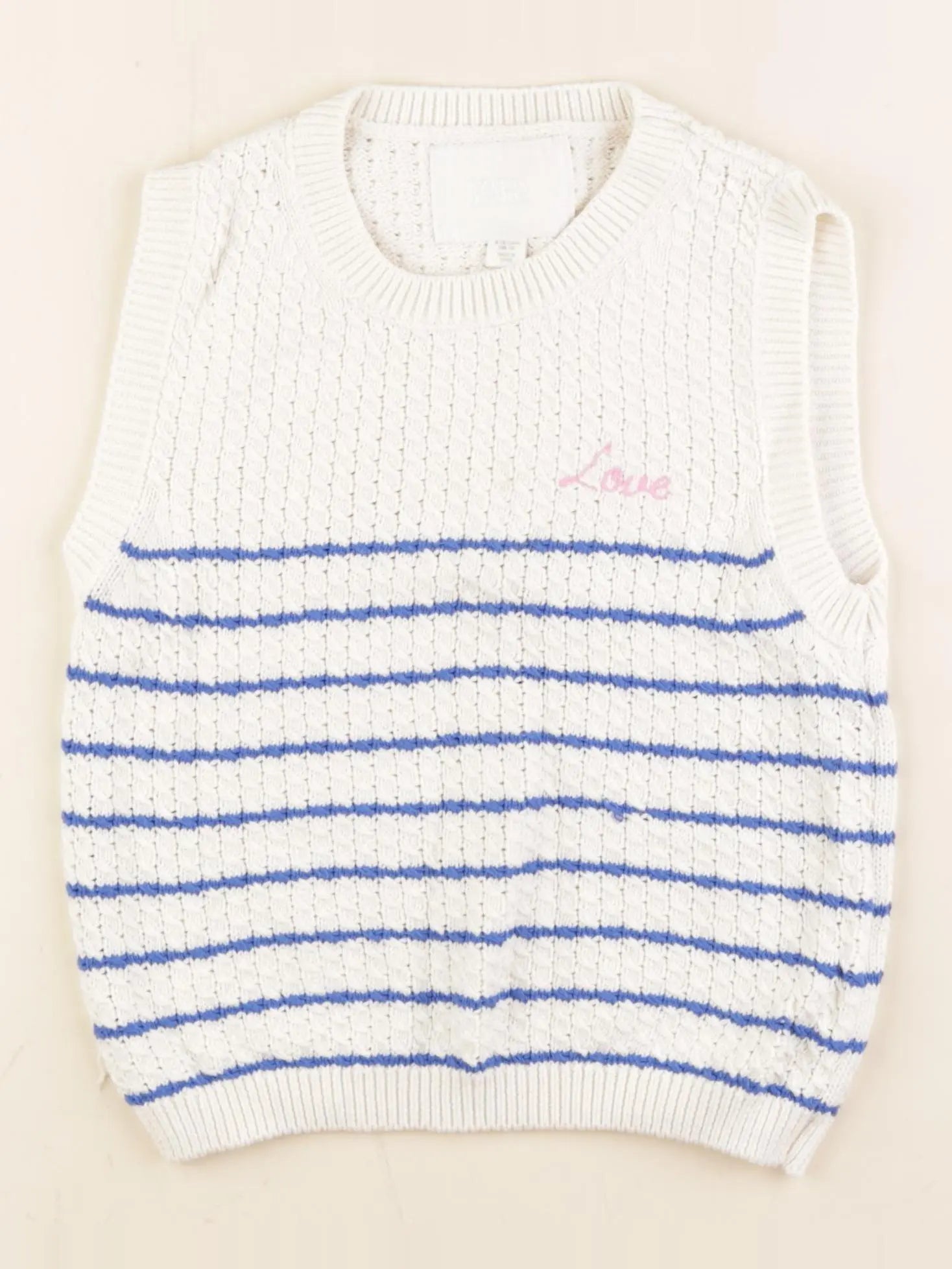 Zara - pull blanc, bleu - 9/10 ans