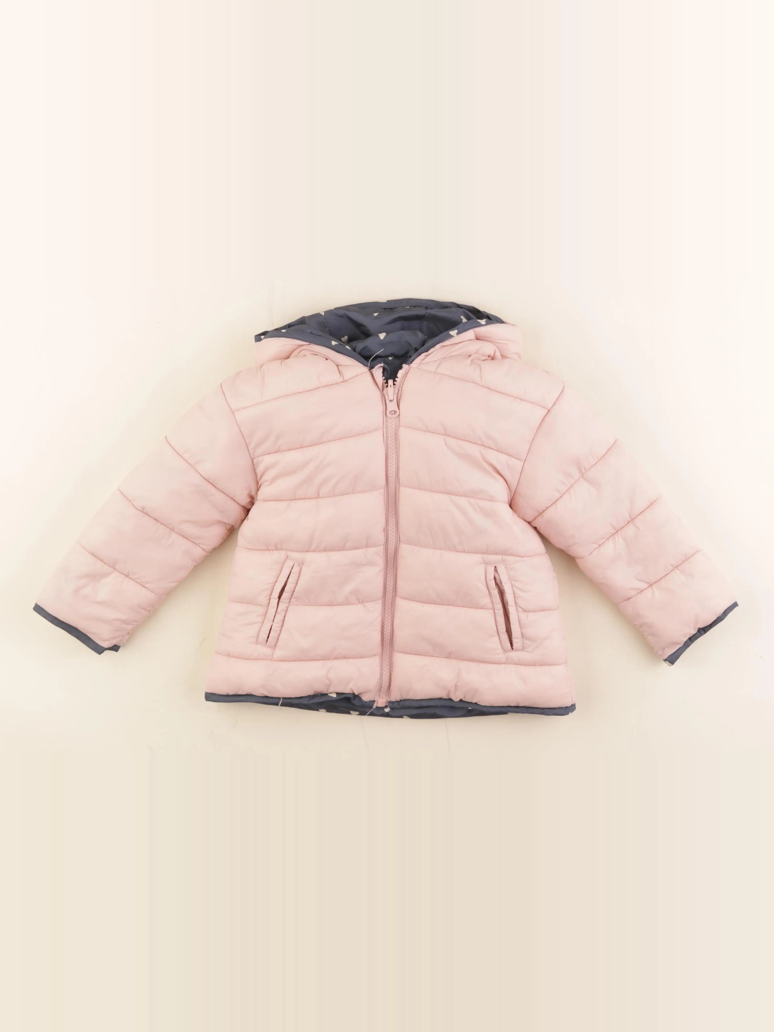 Vertbaudet - doudoune réversible bleu, rose - 36 mois