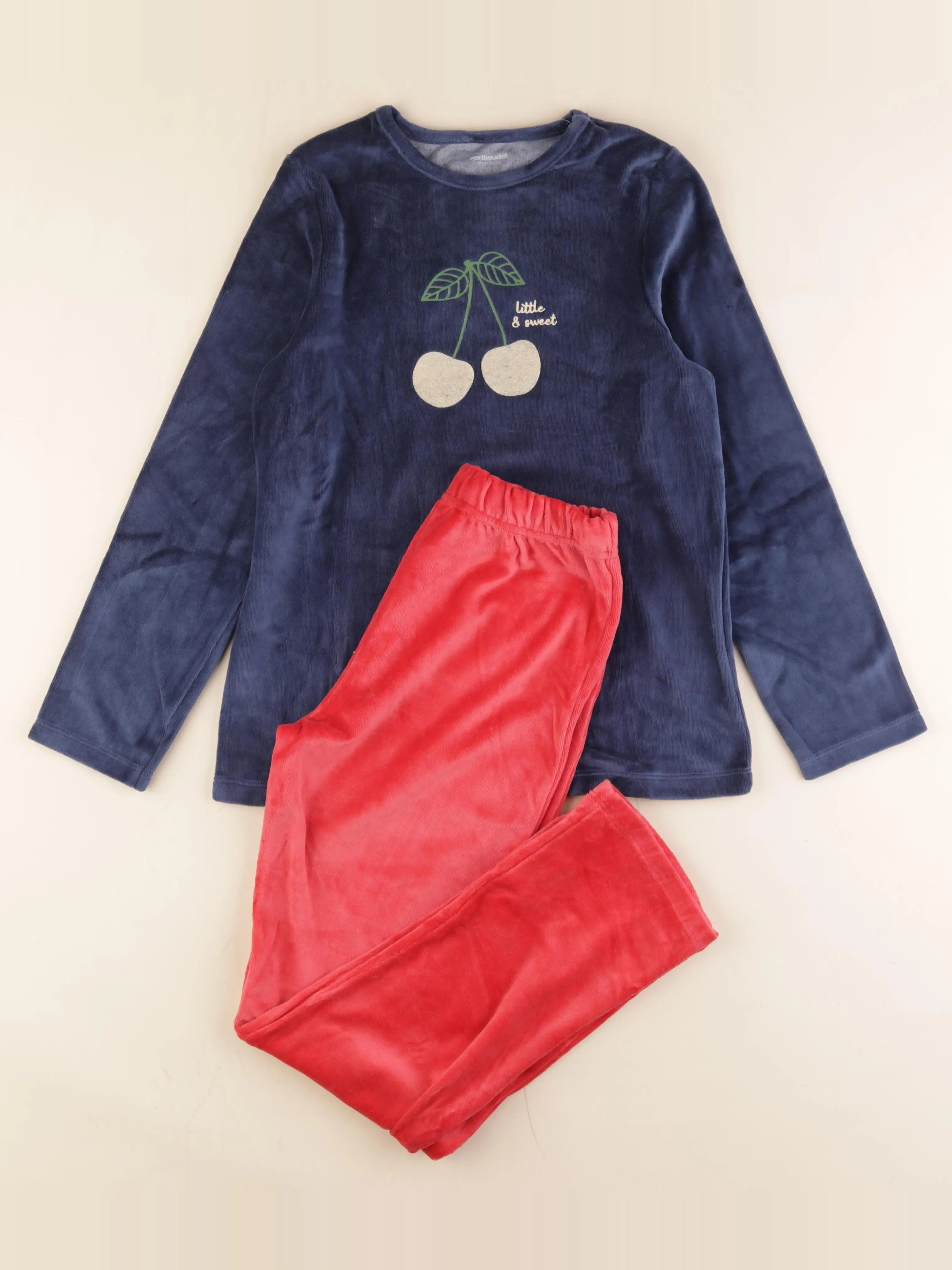 Vertbaudet - pyjama velours multicolore - 12 ans