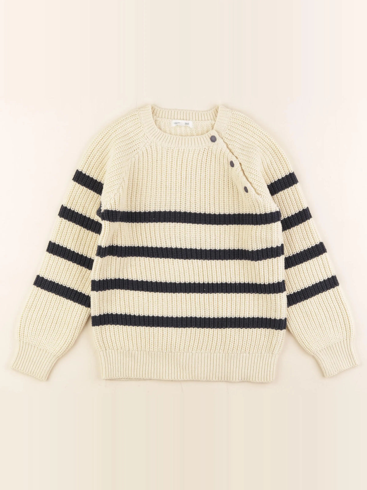 Vertbaudet - pull beige, bleu - 8 ans