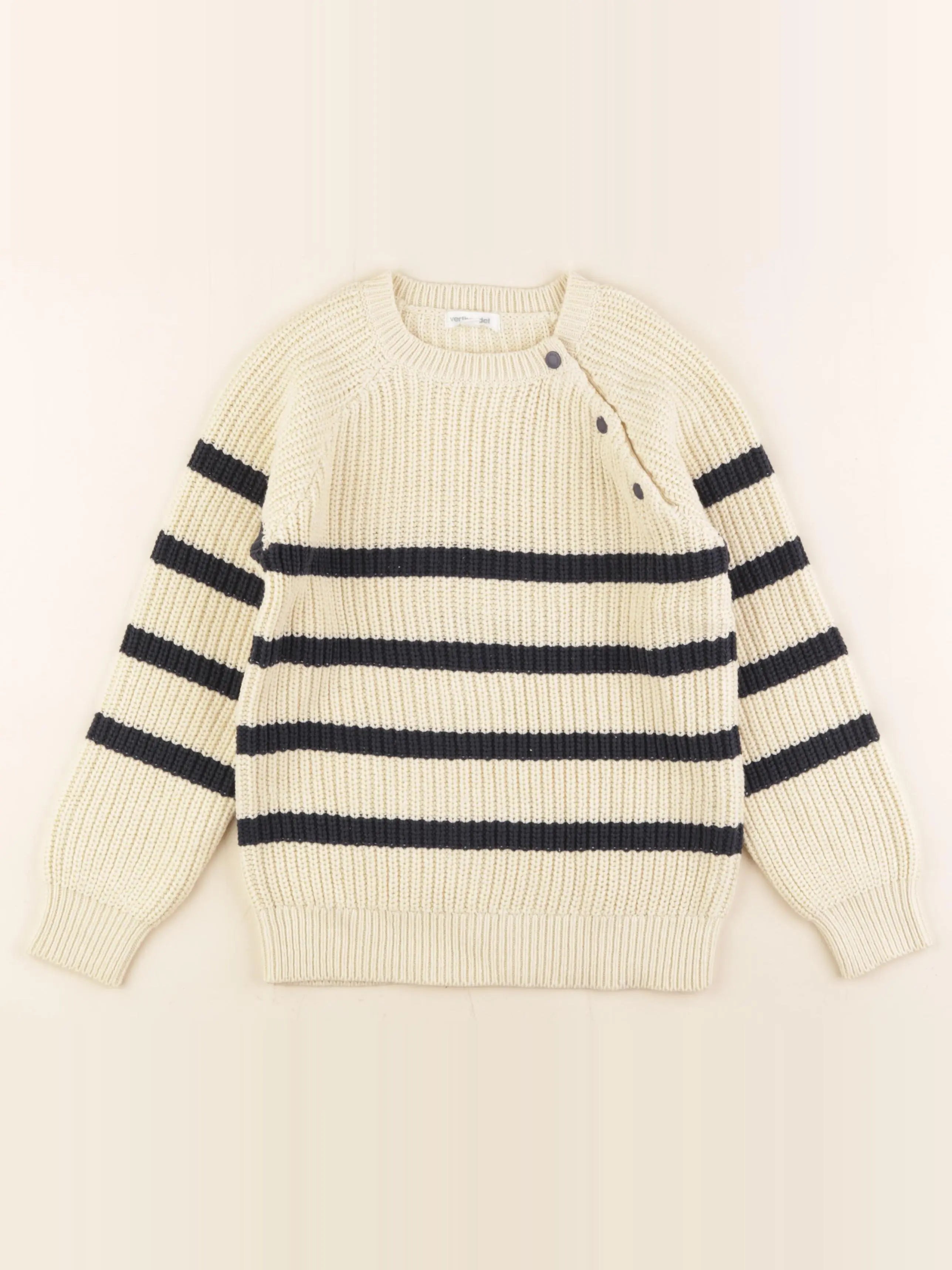 Vertbaudet - pull beige, bleu - 8 ans