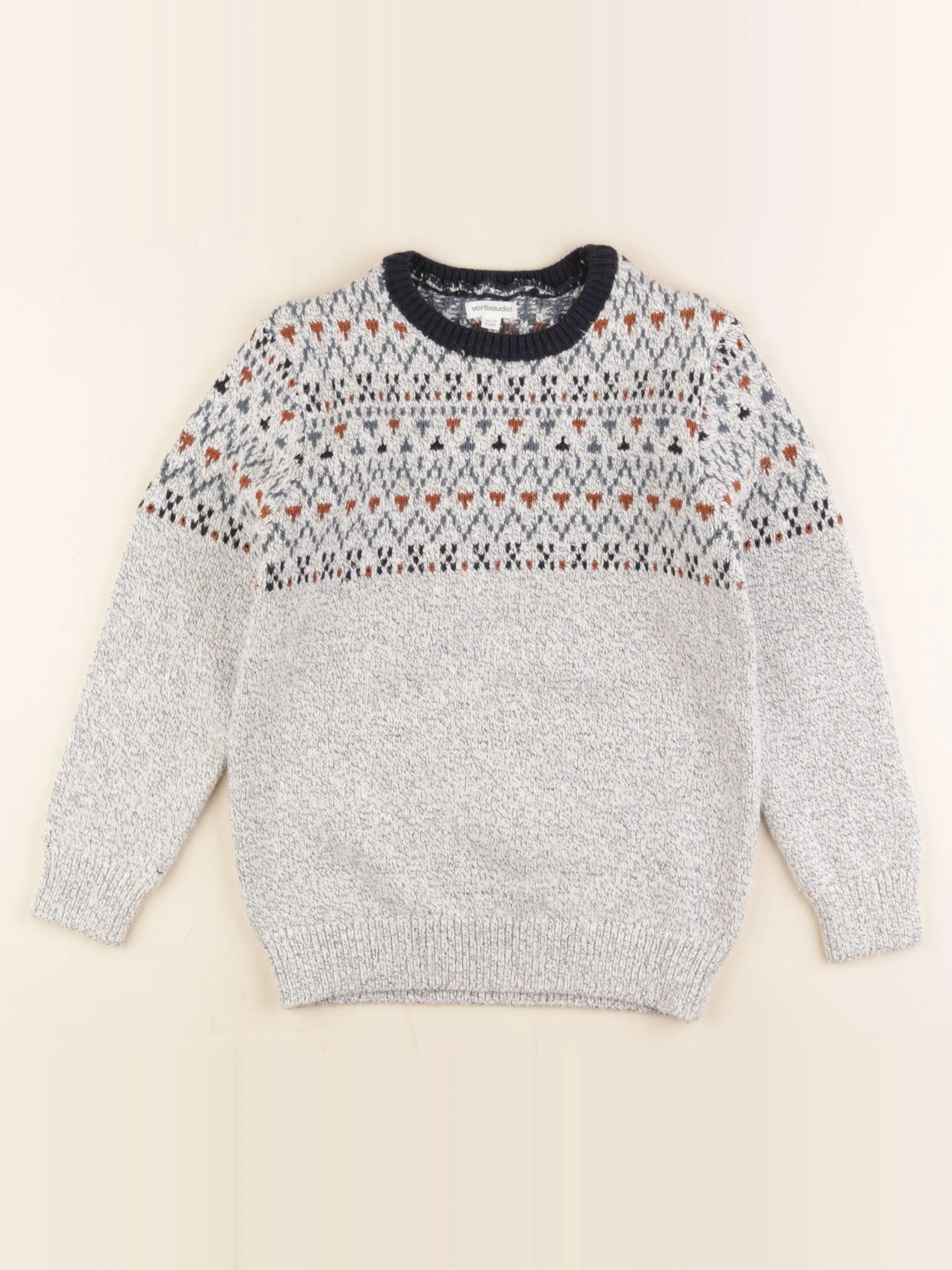 Vertbaudet - pull gris - 8 ans