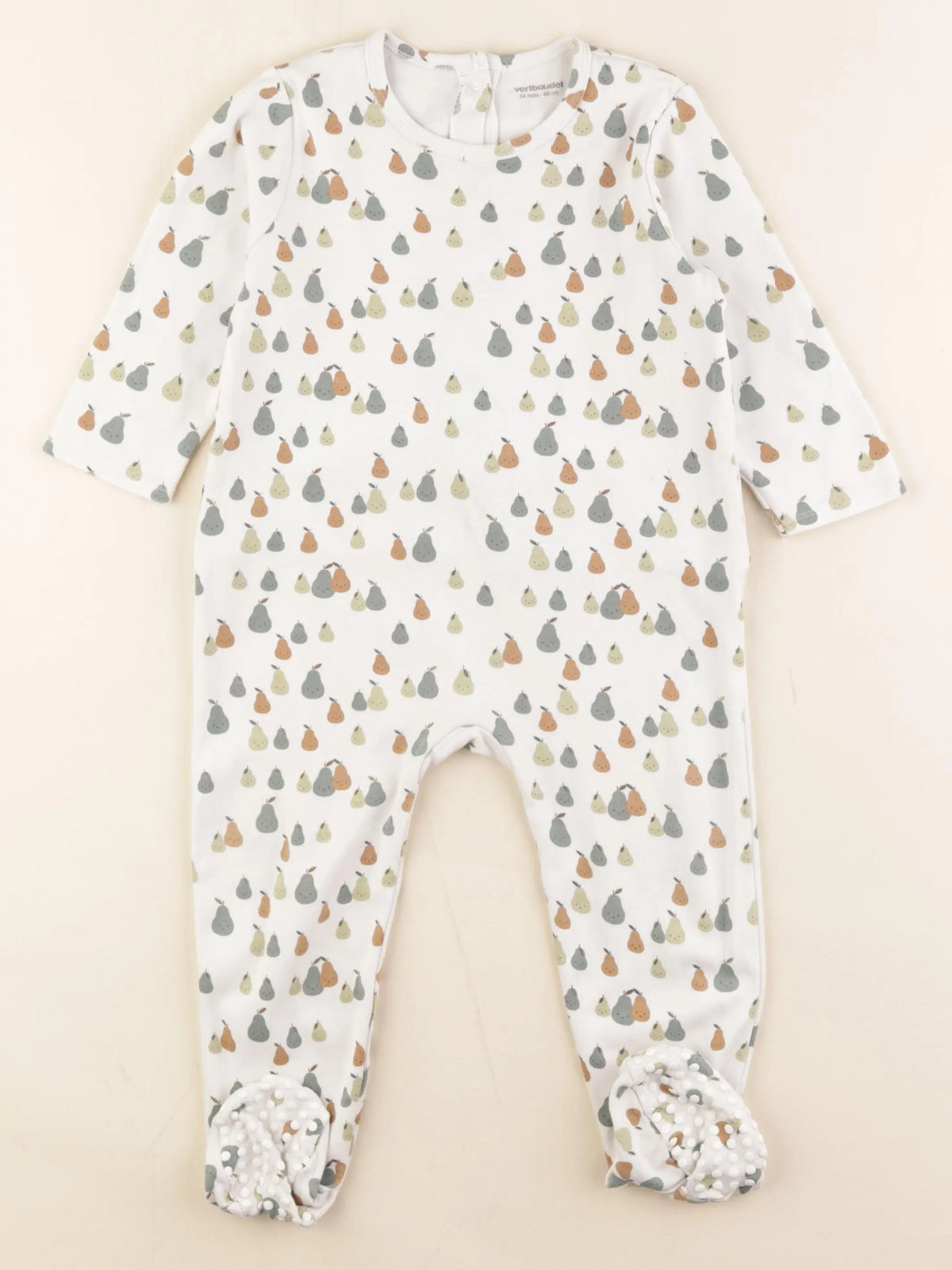 Vertbaudet - pyjama coton blanc, vert - 24 mois