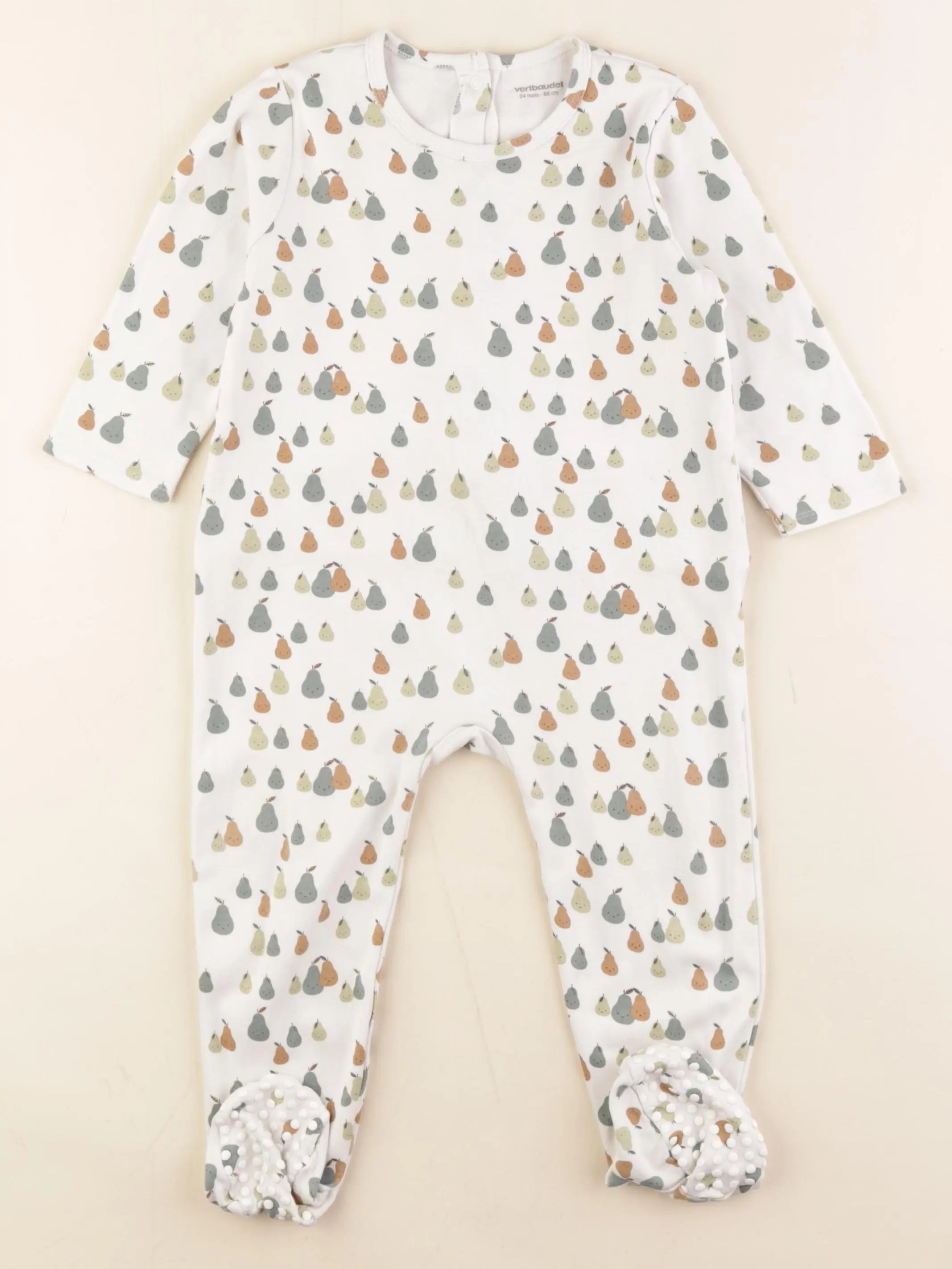 Vertbaudet - pyjama coton blanc, vert - 24 mois