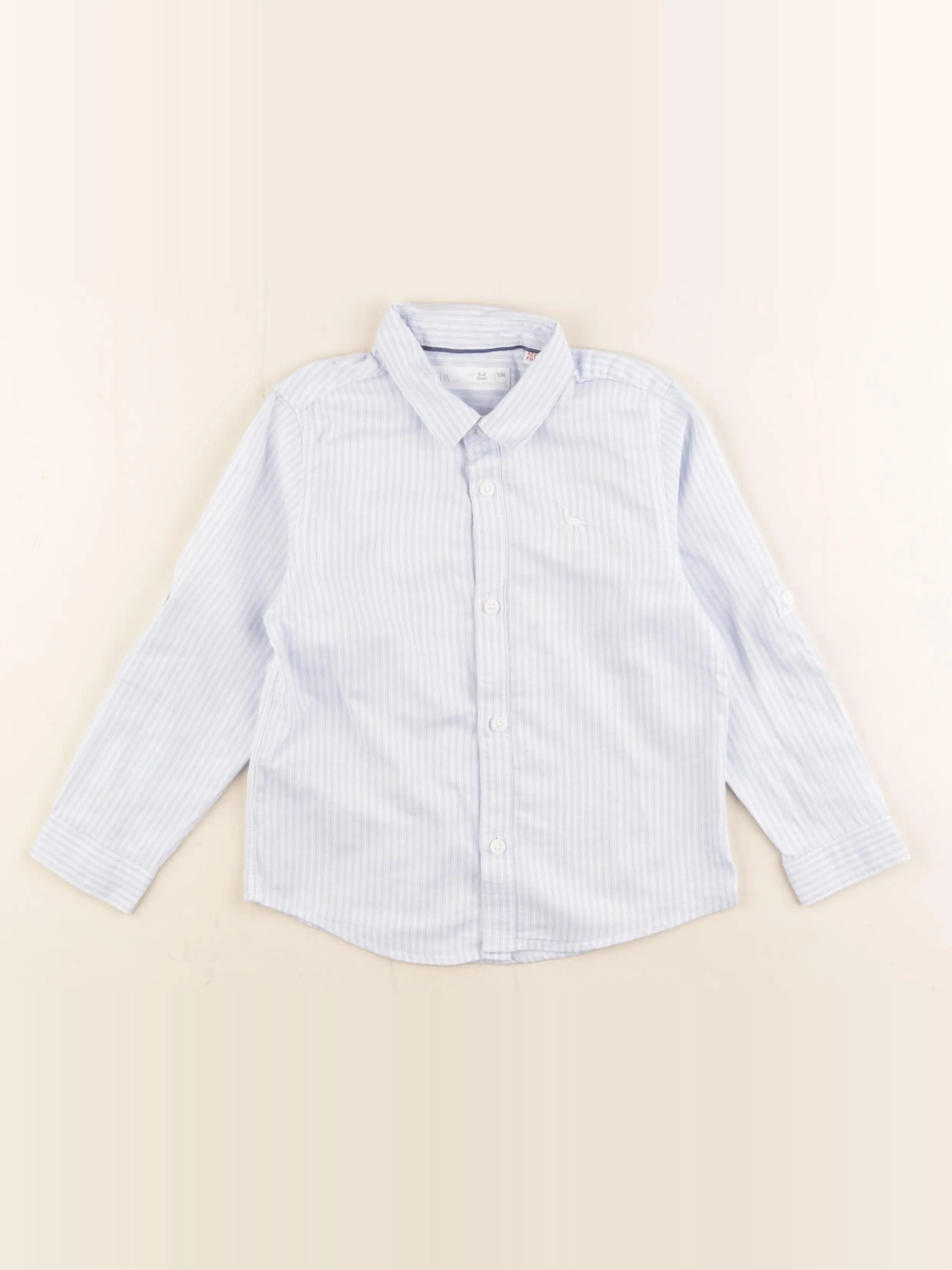 Zara - chemise blanc, bleu - 3/4 ans