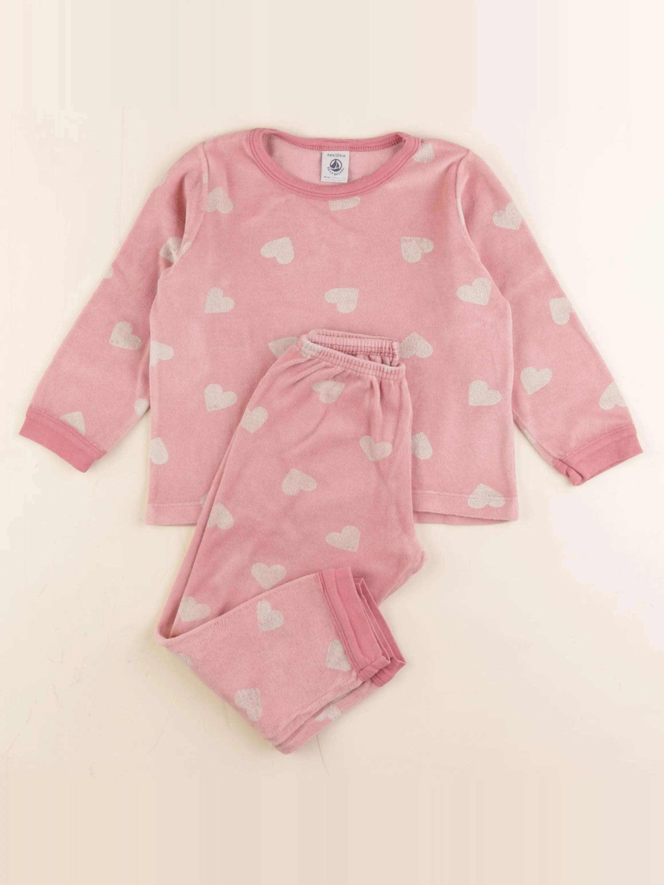 Petit Bateau - pyjama velours rose - 4 ans