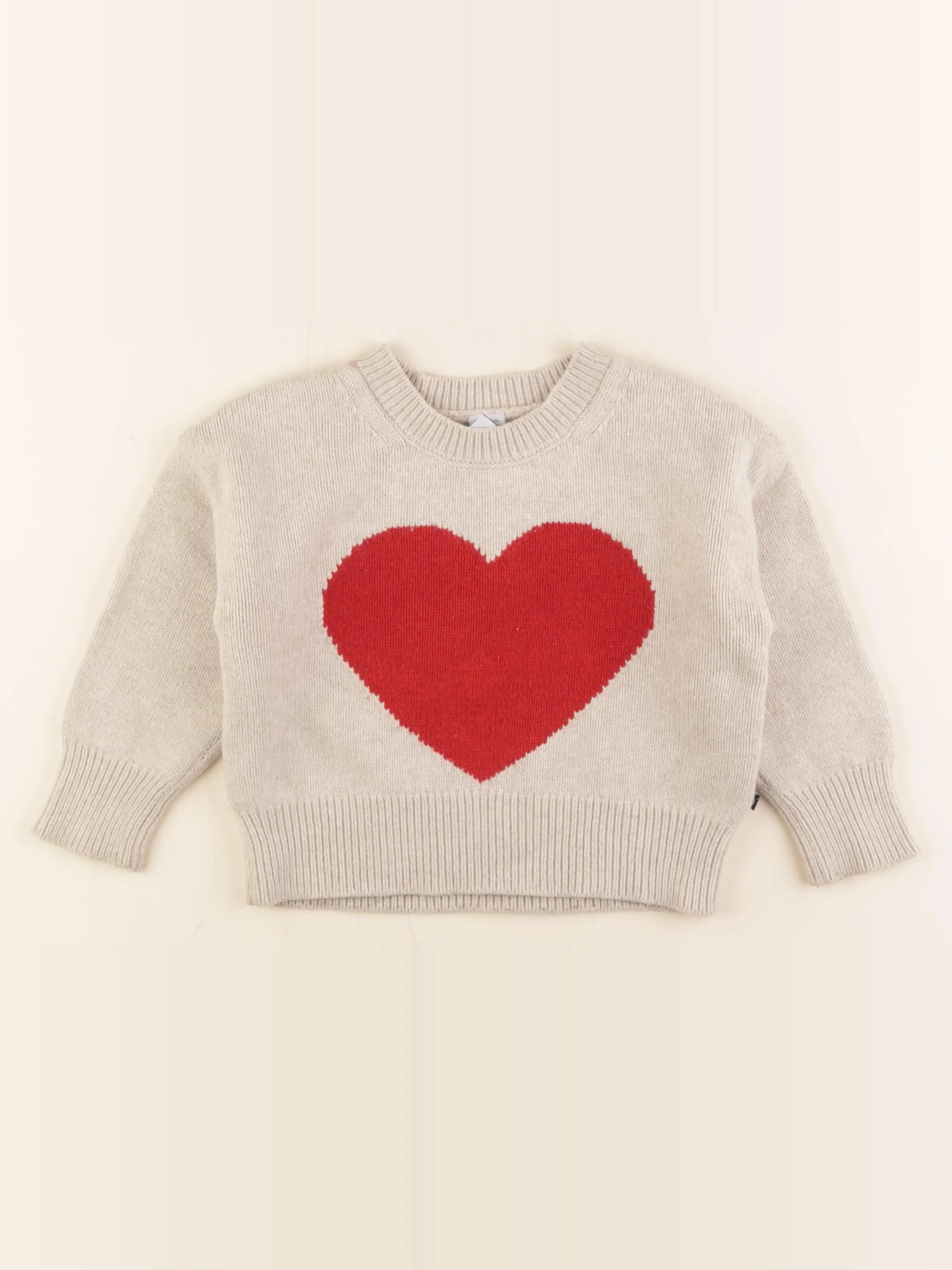 Petit Bateau - pull beige, rouge - 4 ans