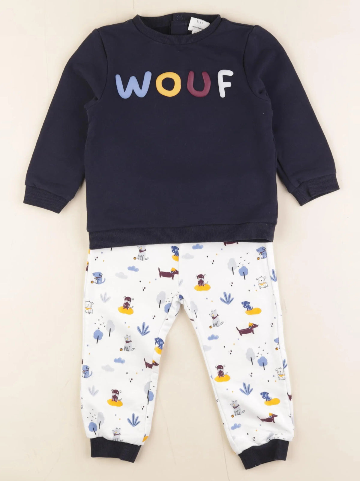 Carrément Beau - ensemble bleu, blanc - 2 ans