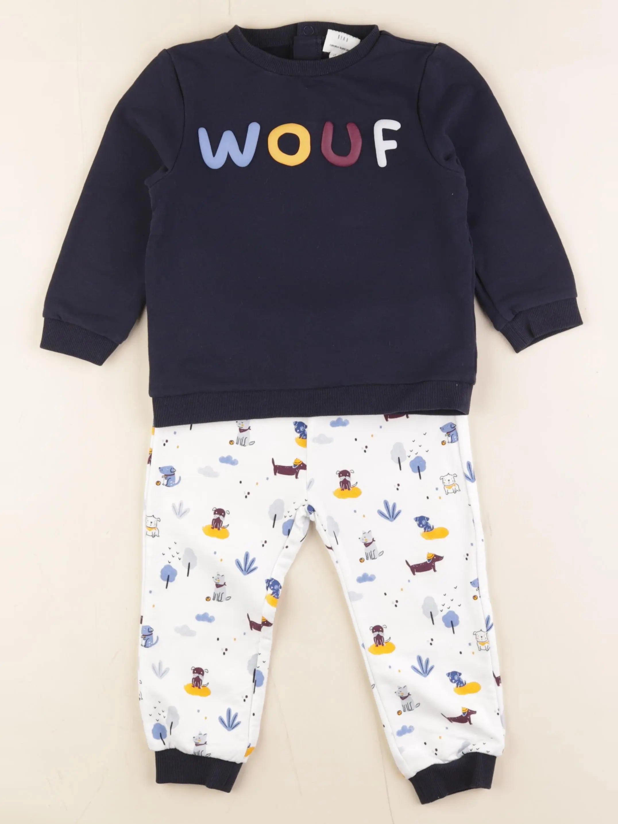 Carrément Beau - ensemble bleu, blanc - 2 ans