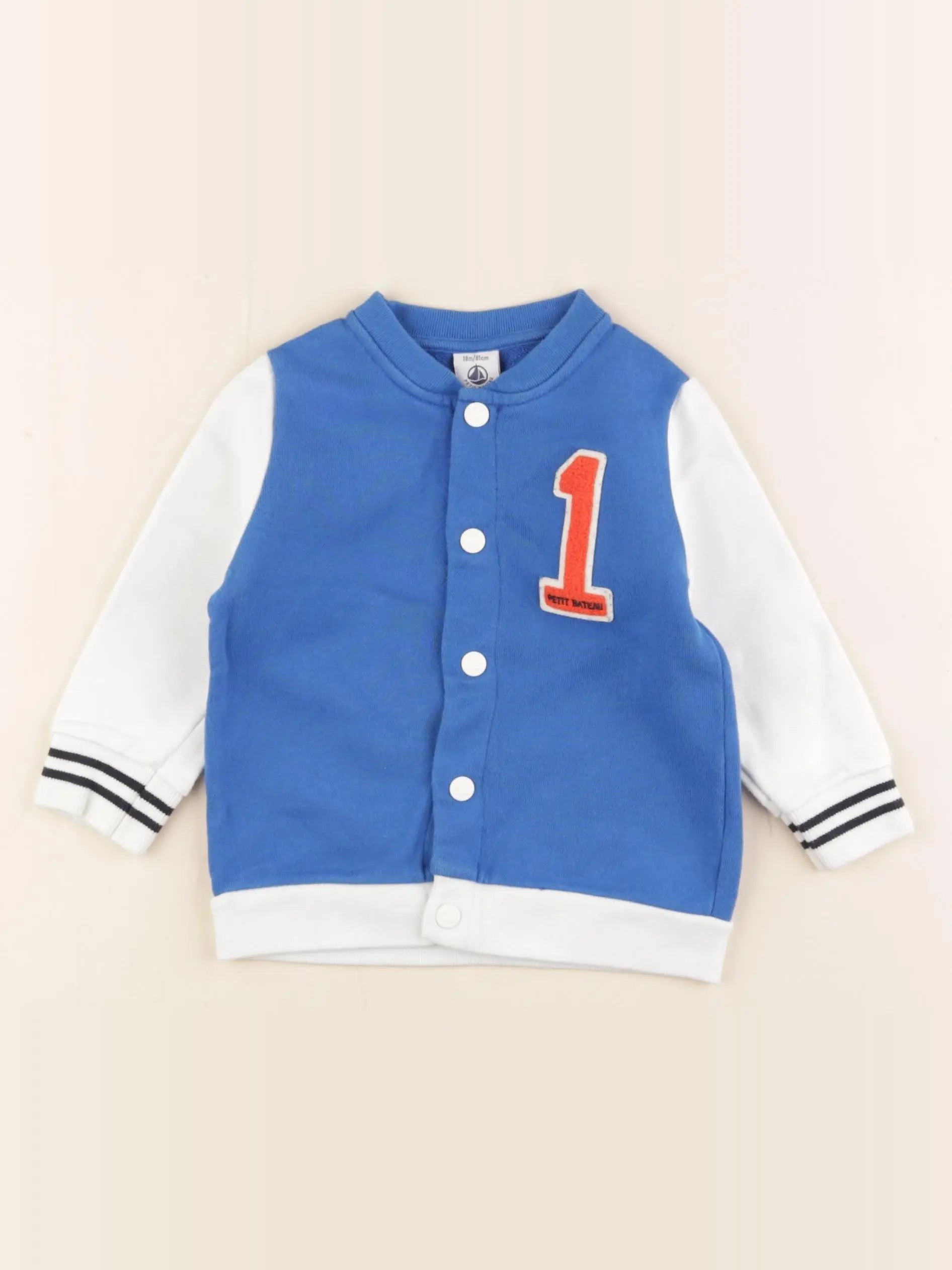 Petit Bateau - sweat bleu, blanc - 18 mois