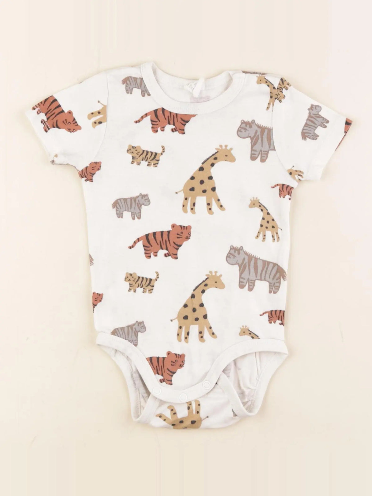 H&M - body blanc, marron - 6/9 mois