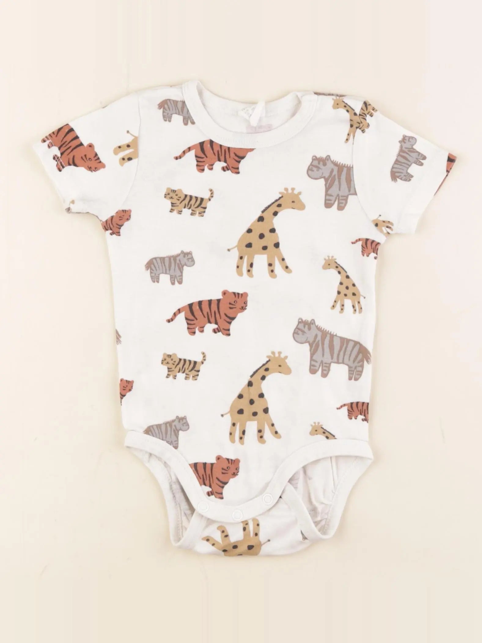 H&M - body blanc, marron - 6/9 mois