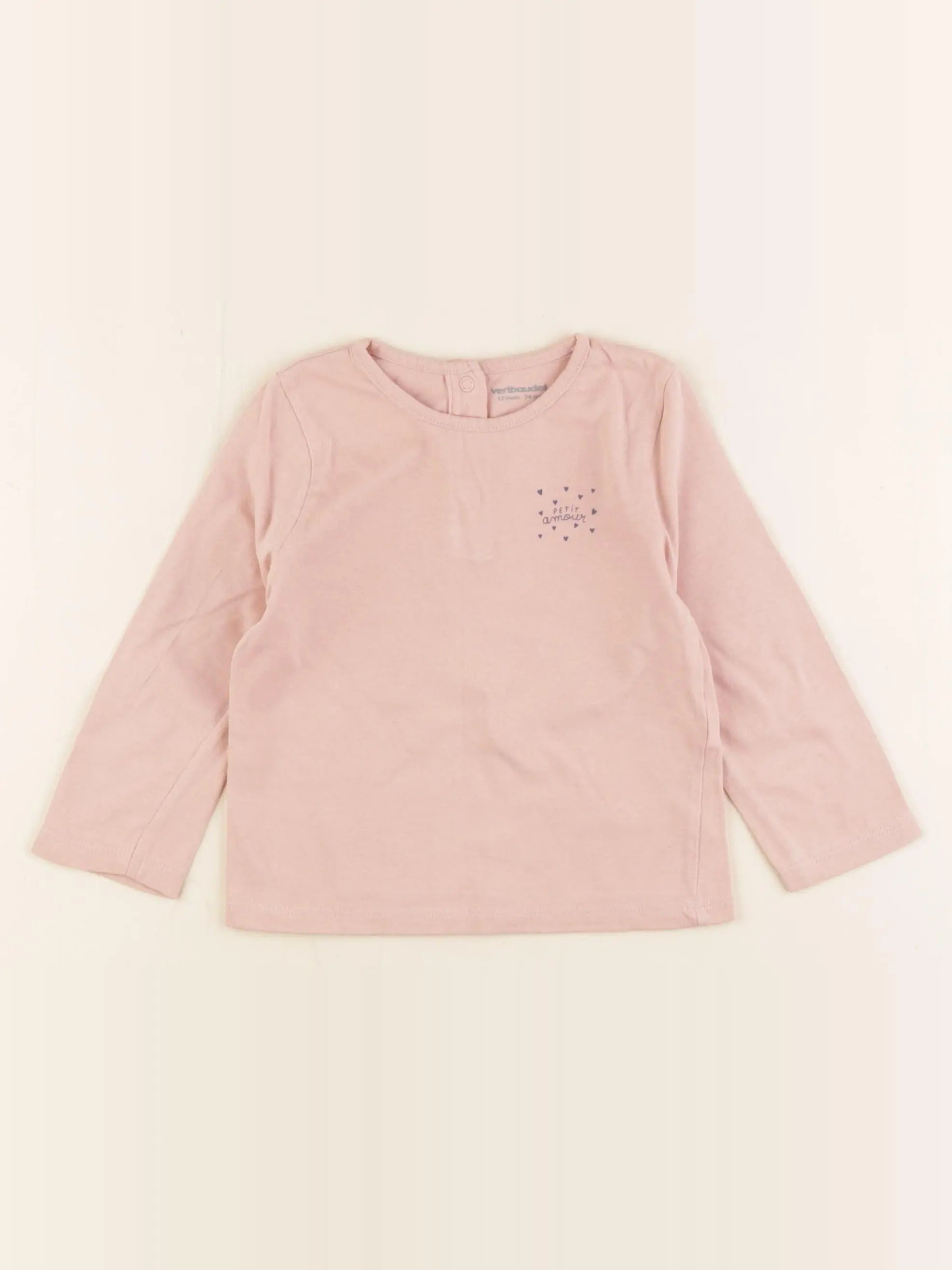 Vertbaudet - tee-shirt rose - 12 mois