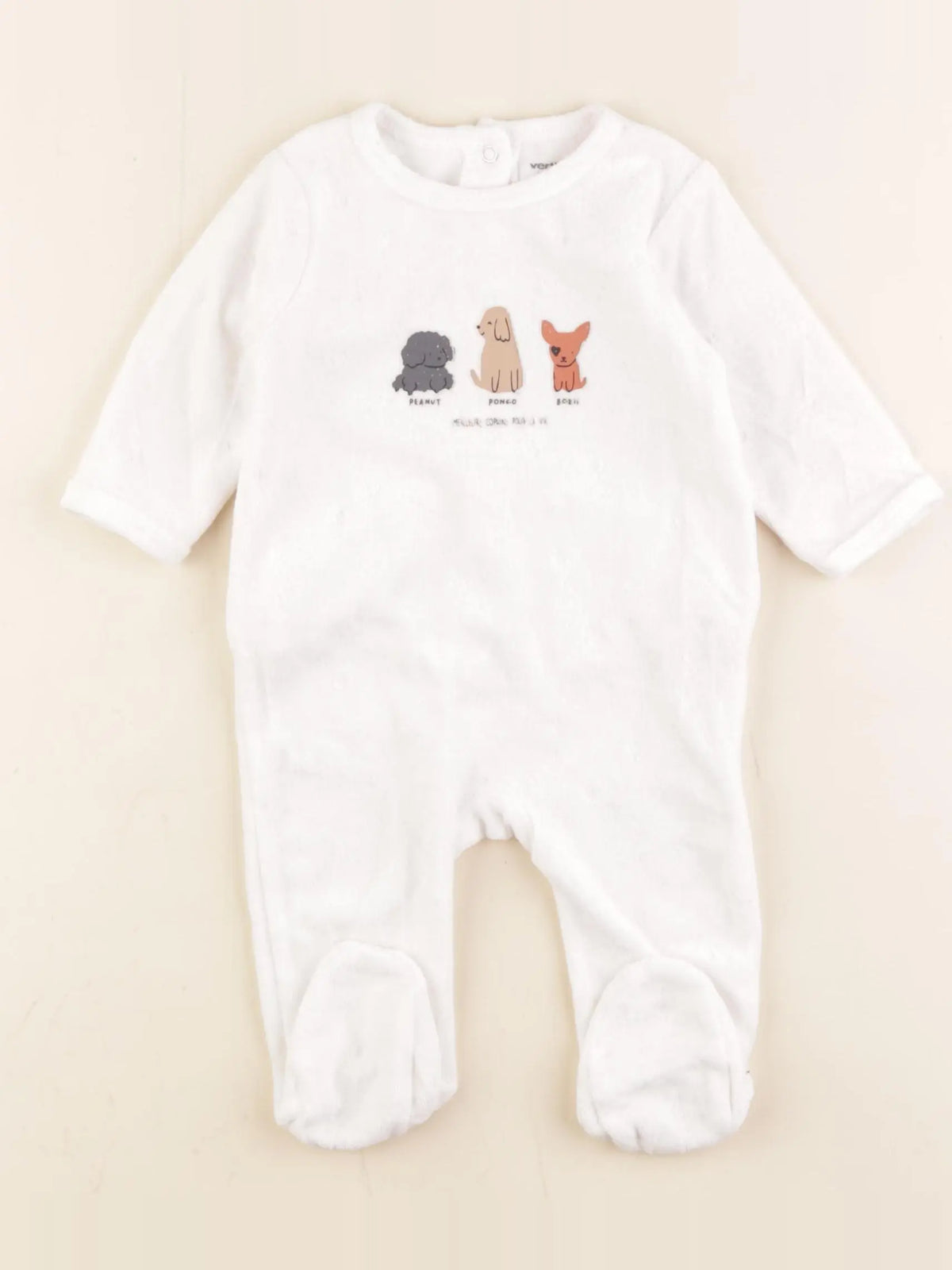 Vertbaudet - pyjama velours blanc - 3 mois