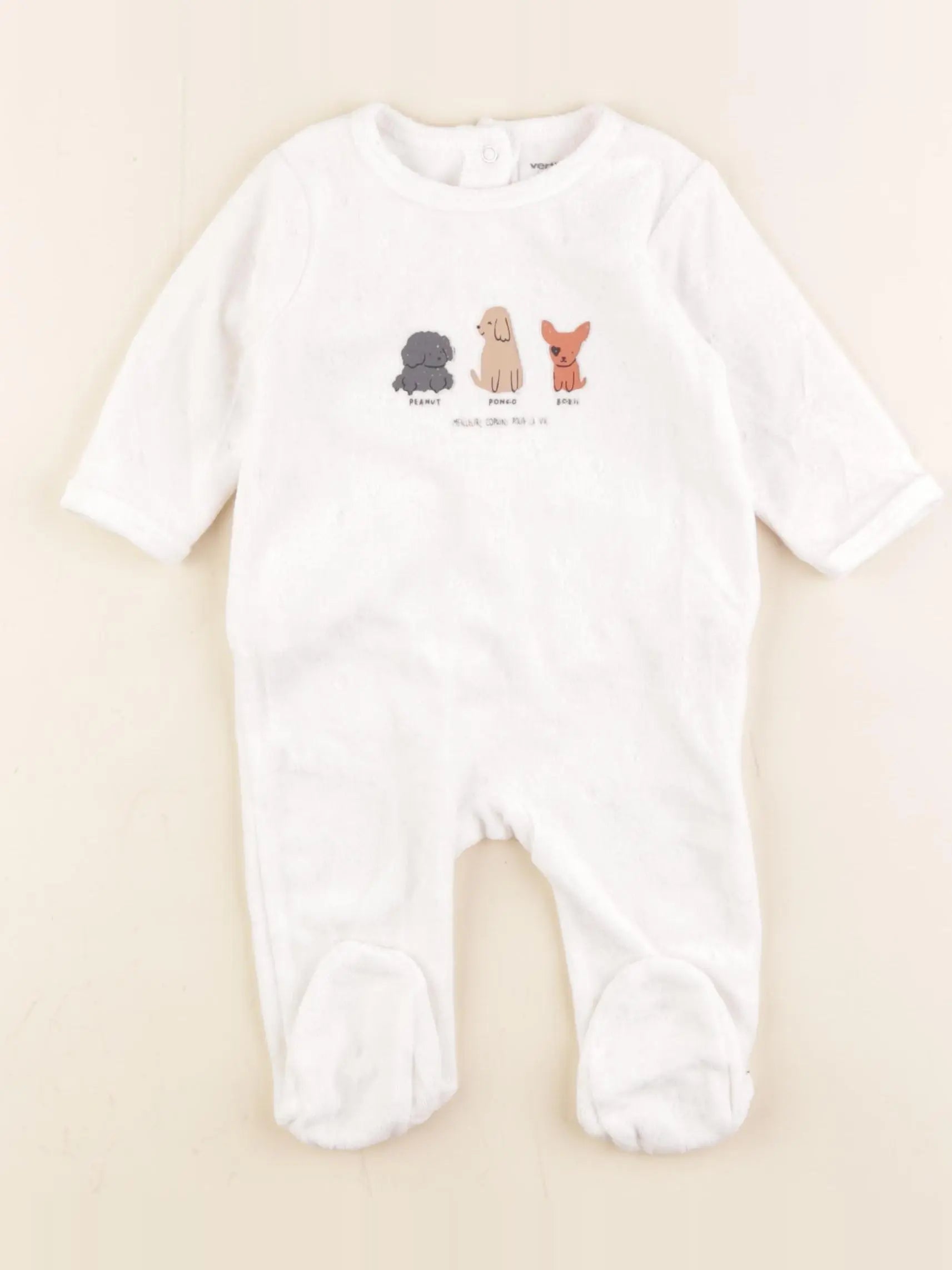 Vertbaudet - pyjama velours blanc - 3 mois