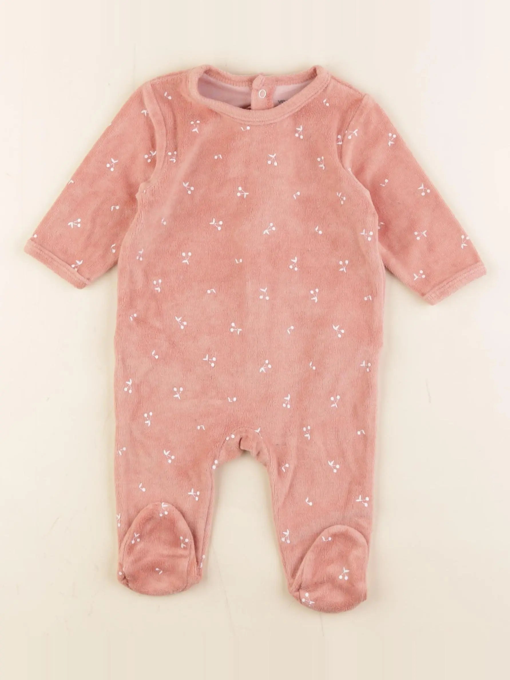 Vertbaudet - pyjama velours rose - 3 mois