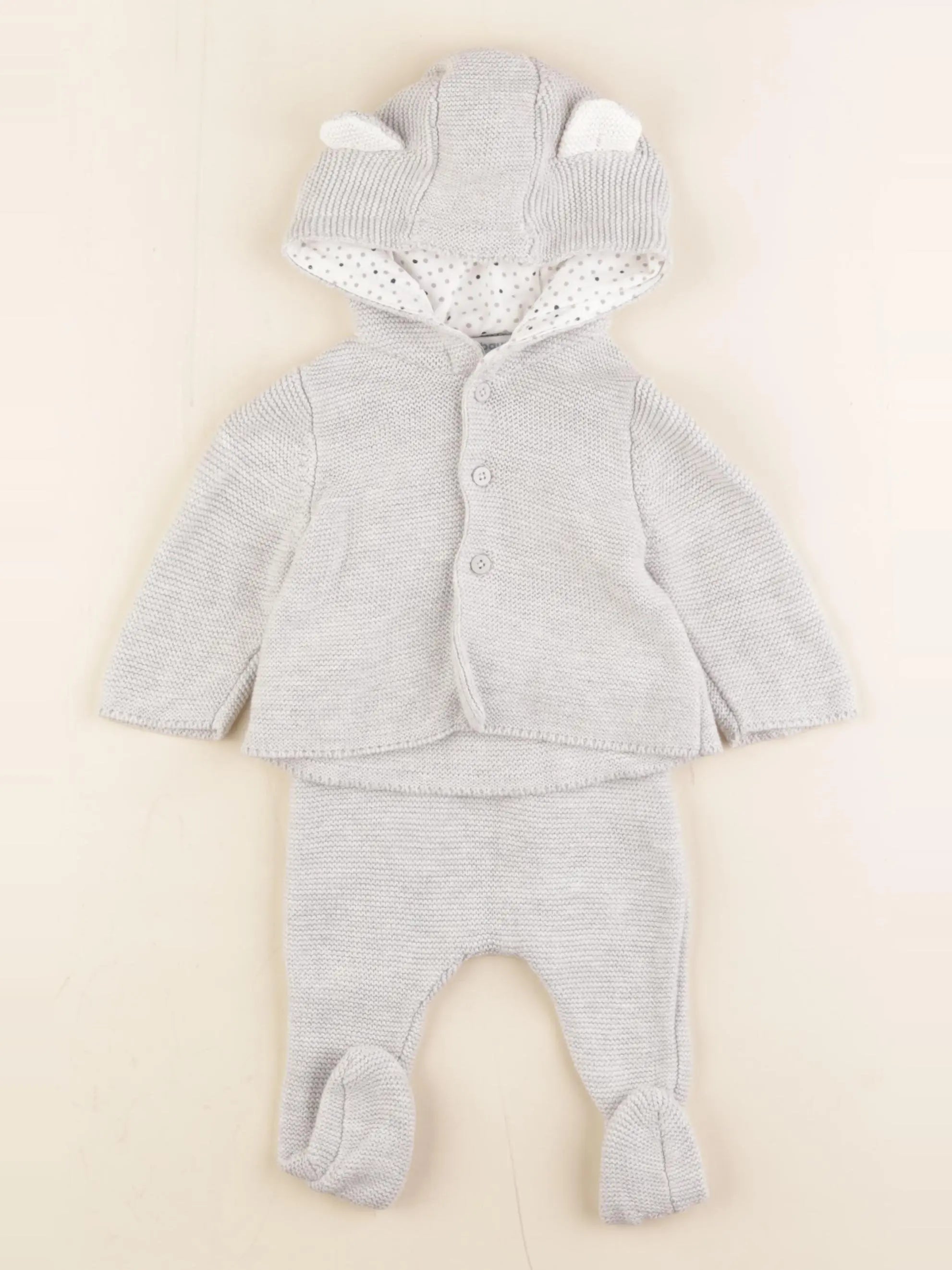 Vertbaudet - ensemble gris - 3 mois