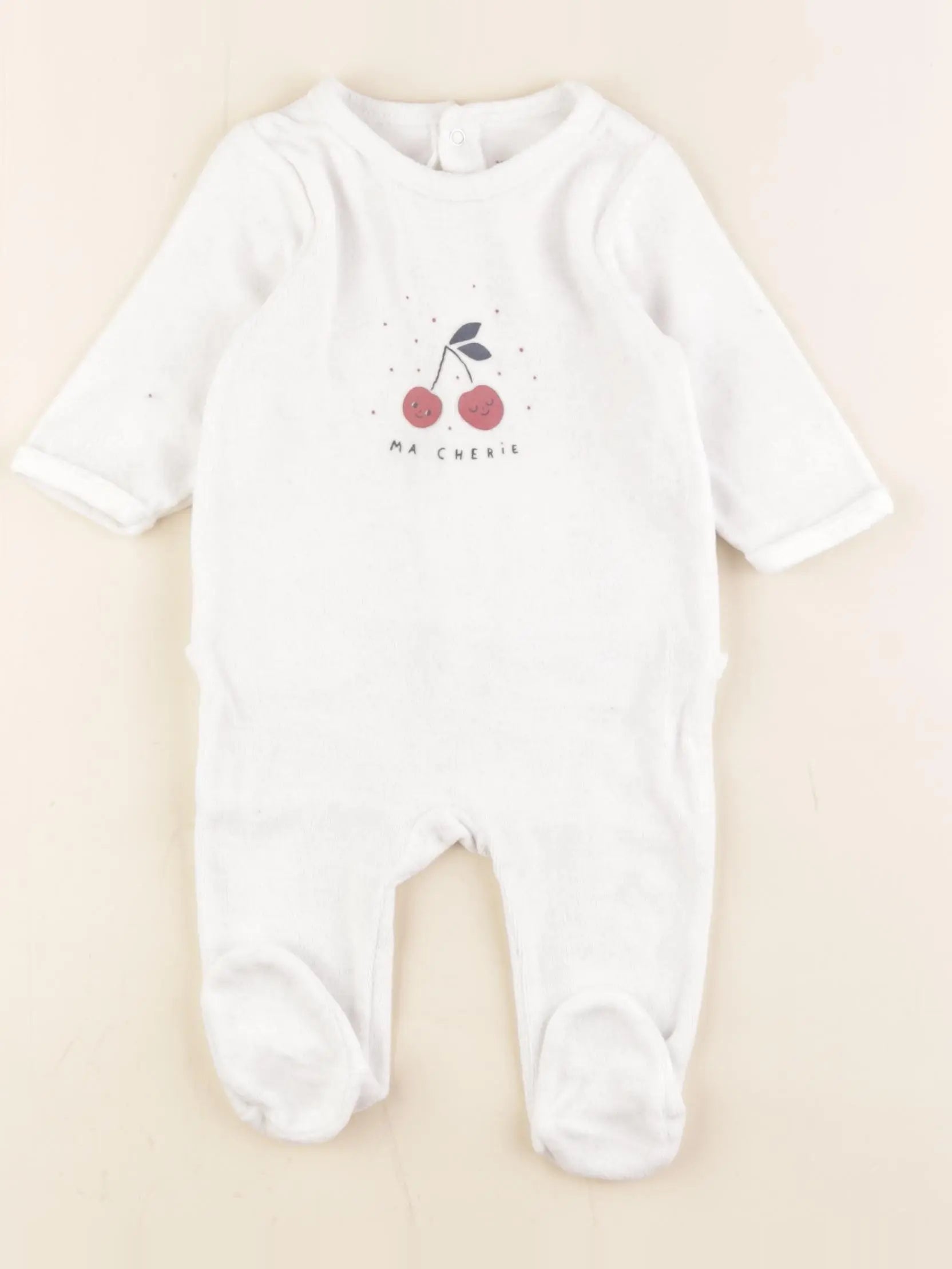 Vertbaudet - pyjama velours blanc - 3 mois