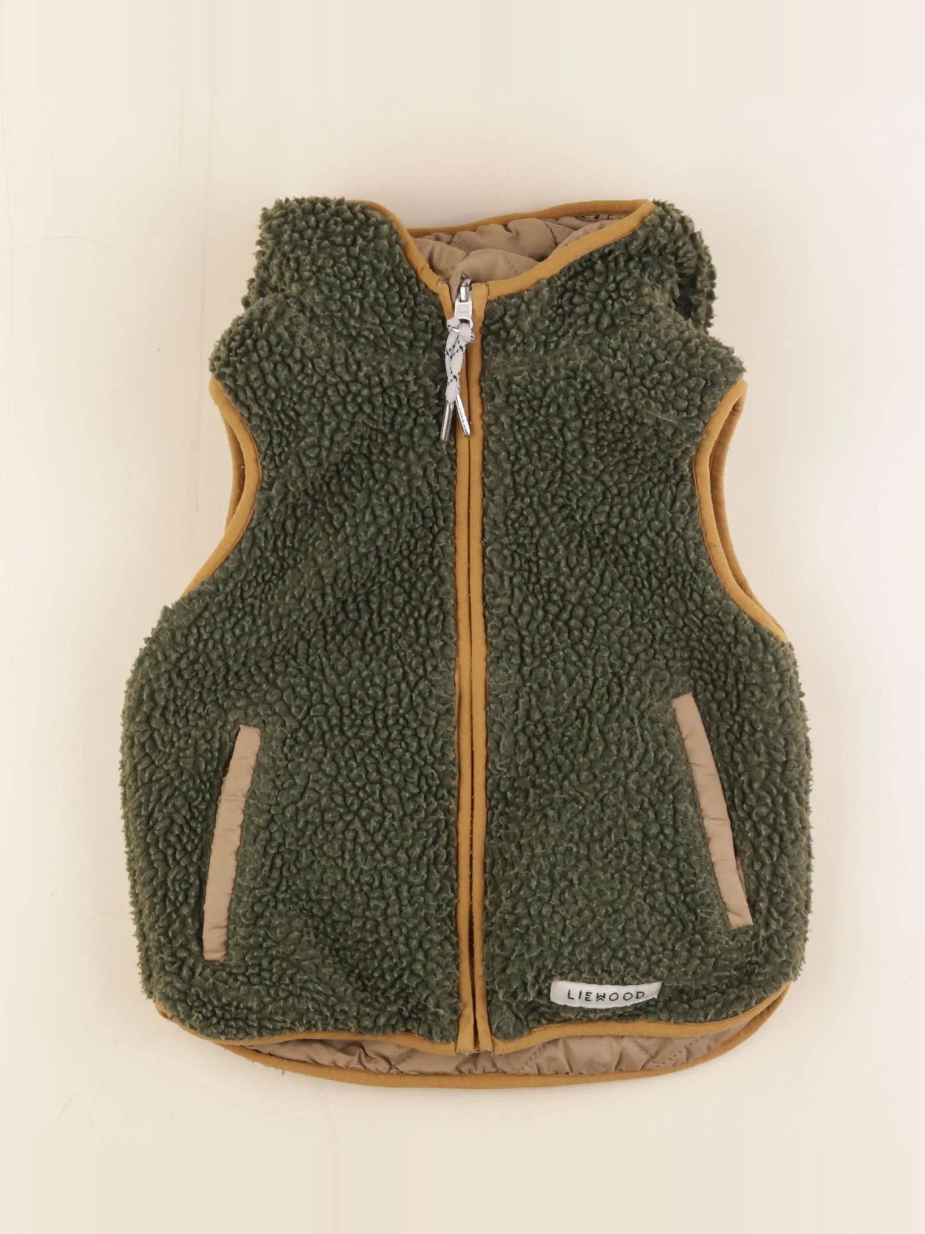 Liewood - doudoune réversible beige, vert - 4 ans