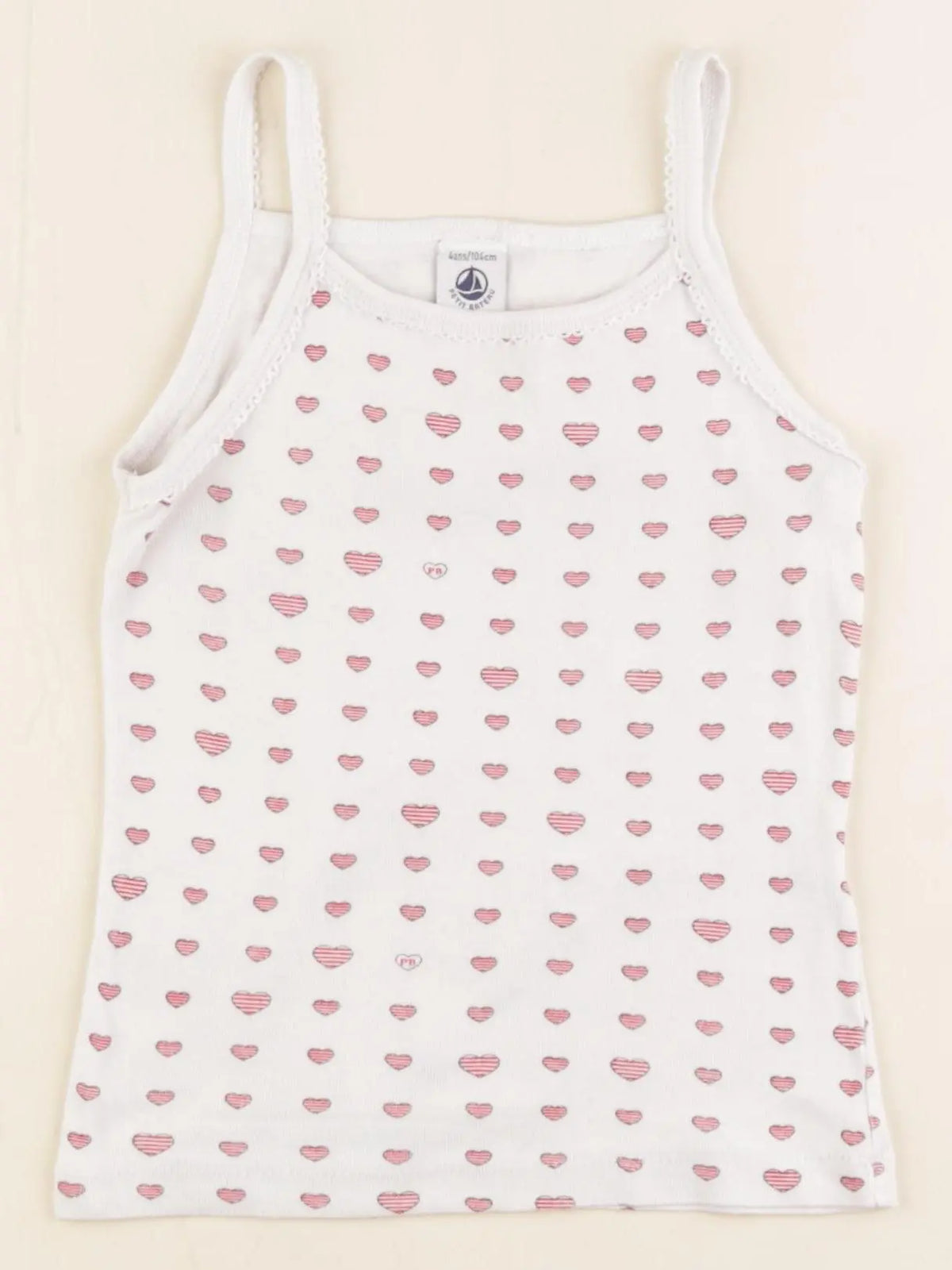 Petit Bateau - maillot de corps beige, rouge - 4 ans