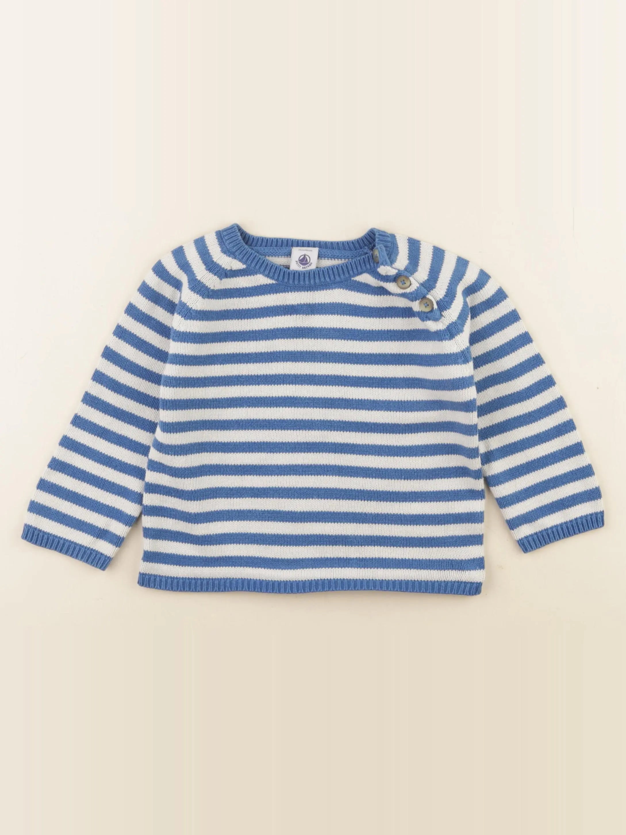 Petit Bateau - pull bleu - 24 mois