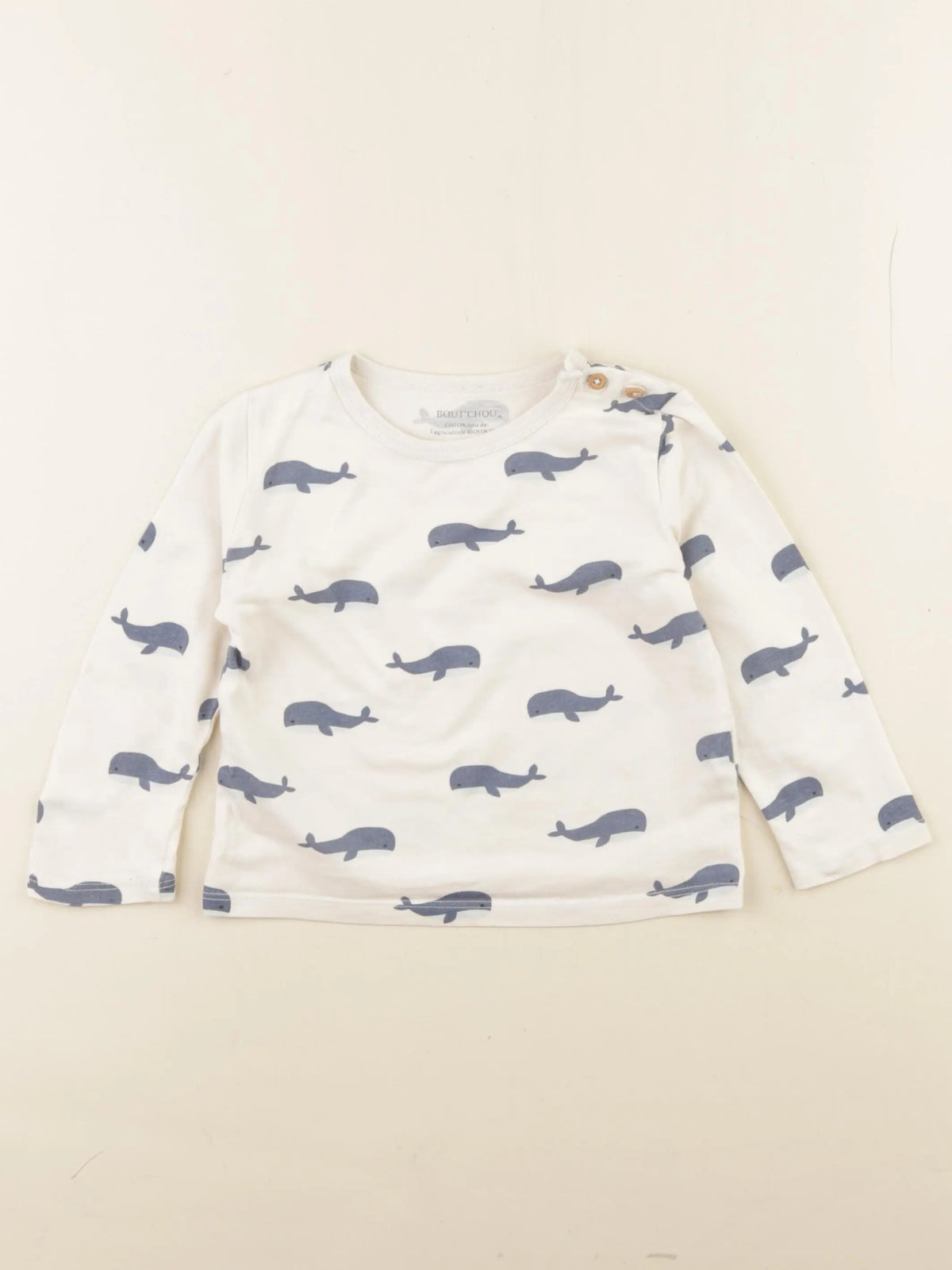 Boutchou - tee-shirt beige, bleu - 24 mois