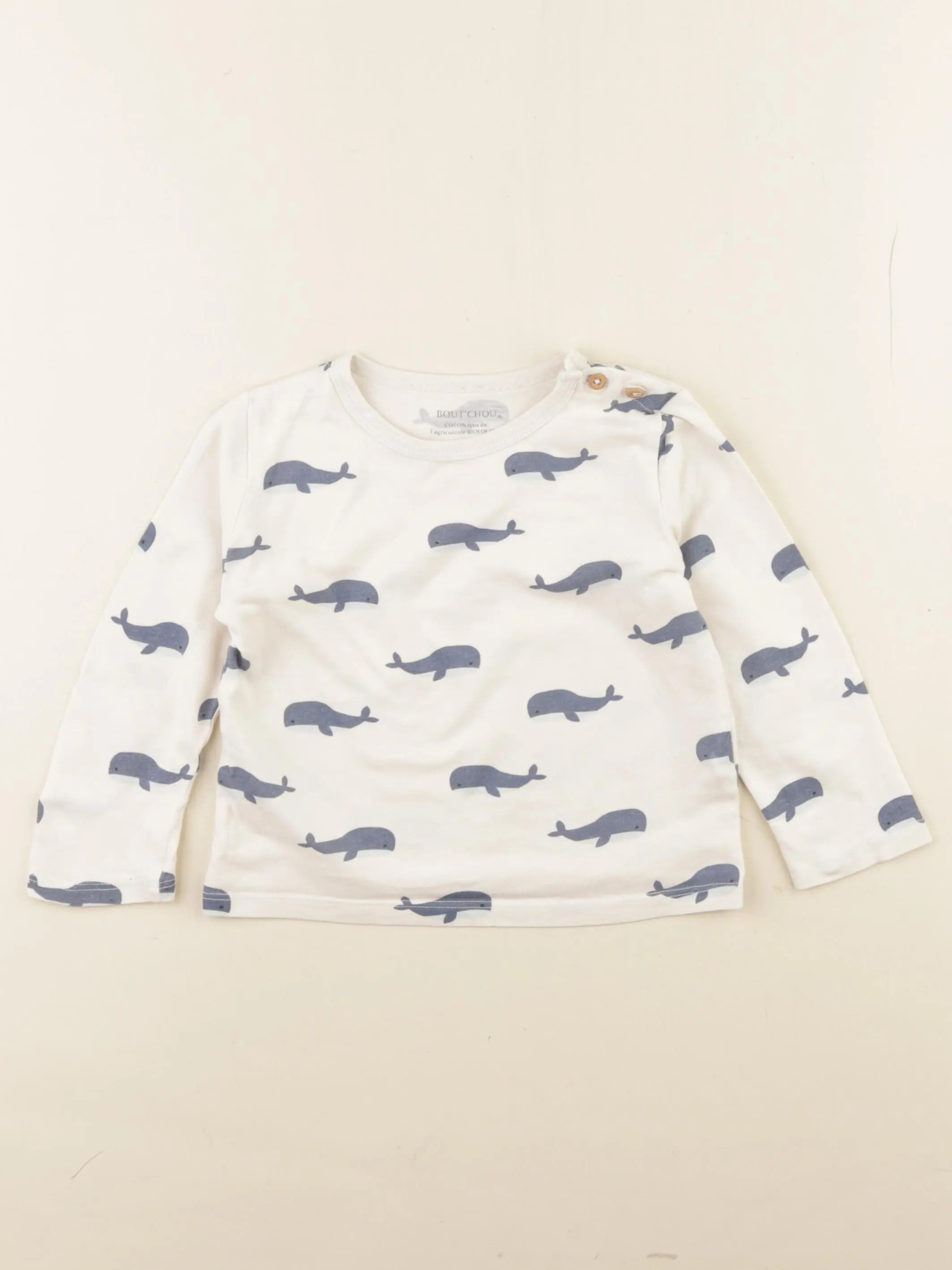 Boutchou - tee-shirt beige, bleu - 24 mois