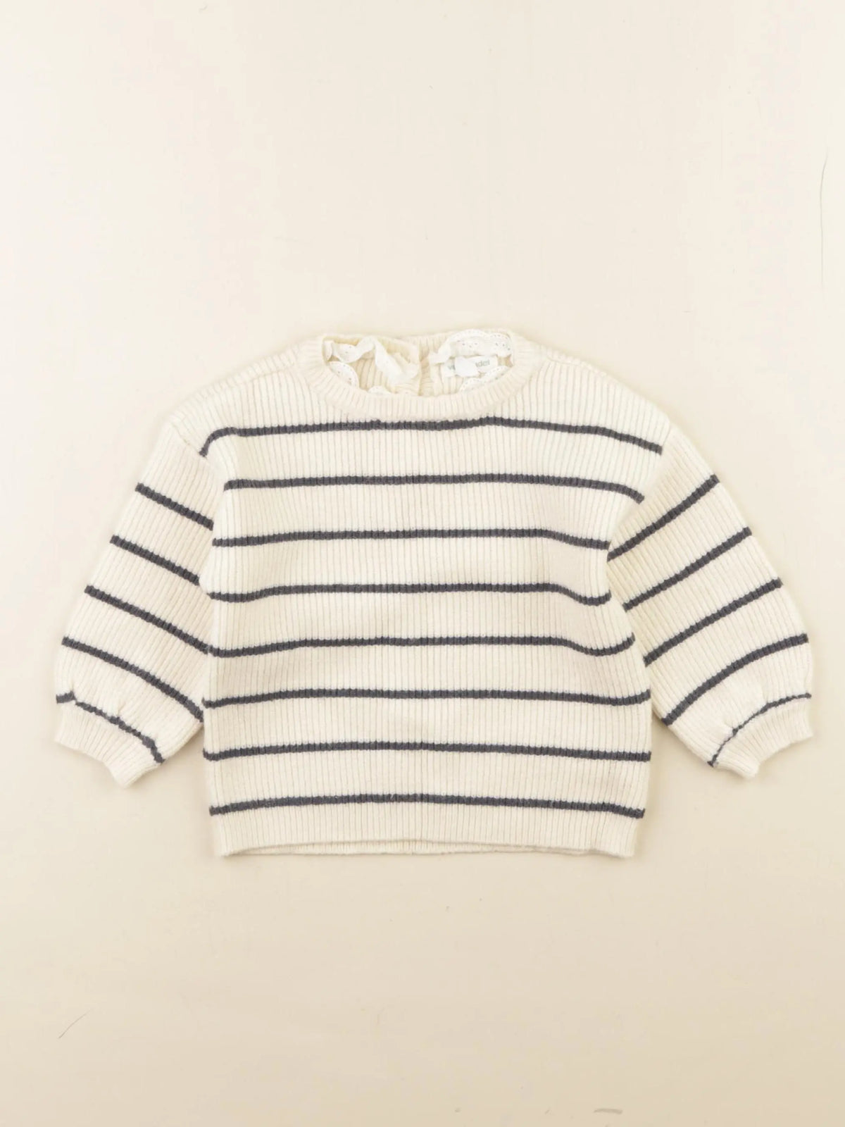 Vertbaudet - pull beige, bleu - 12 mois