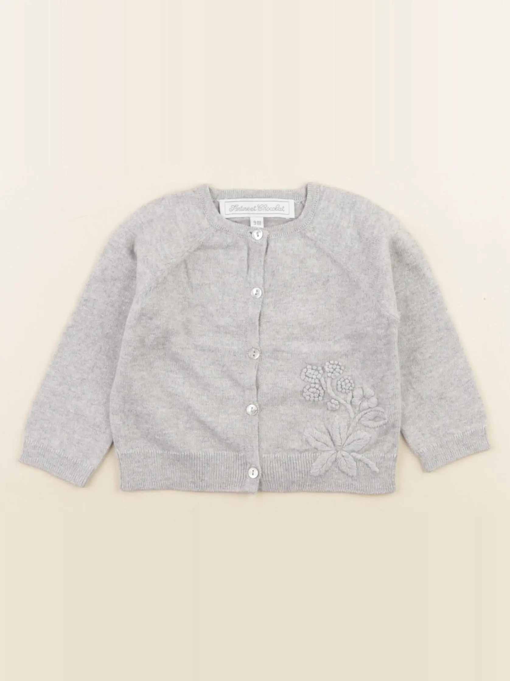 Tartine & Chocolat - gilet gris - 9 mois