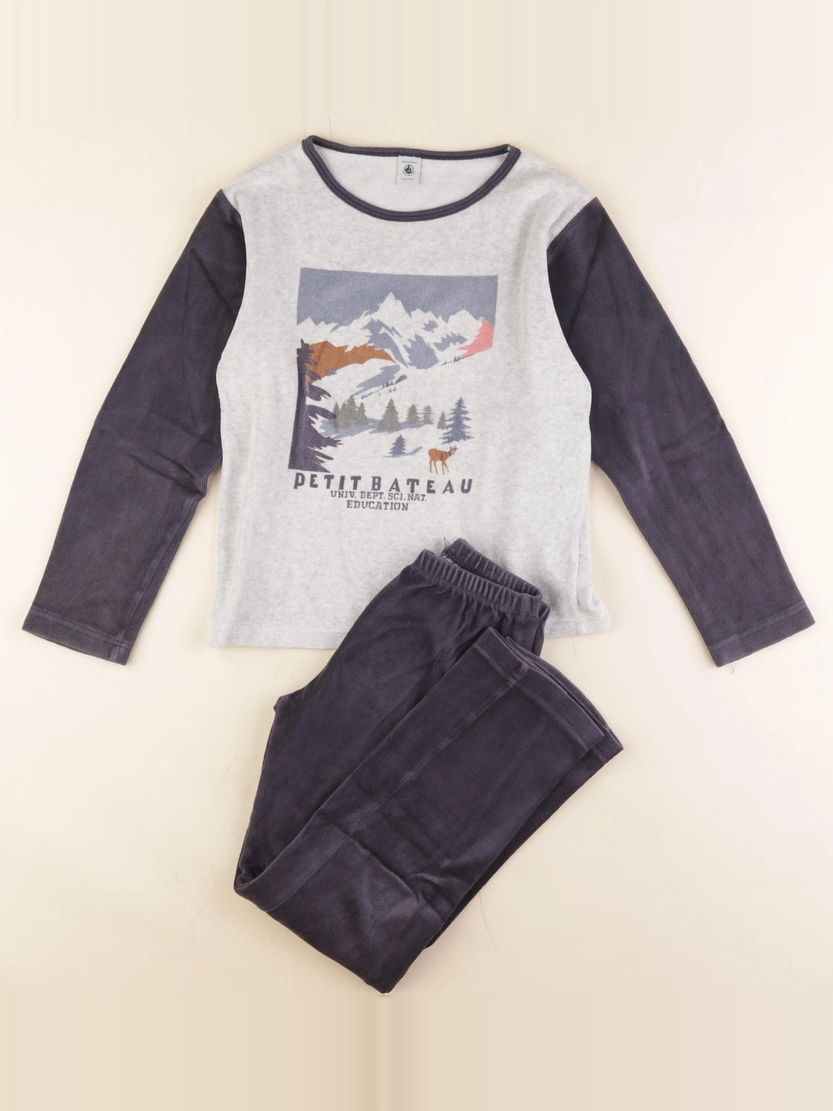 Petit Bateau - pyjama velours bleu - 10 ans