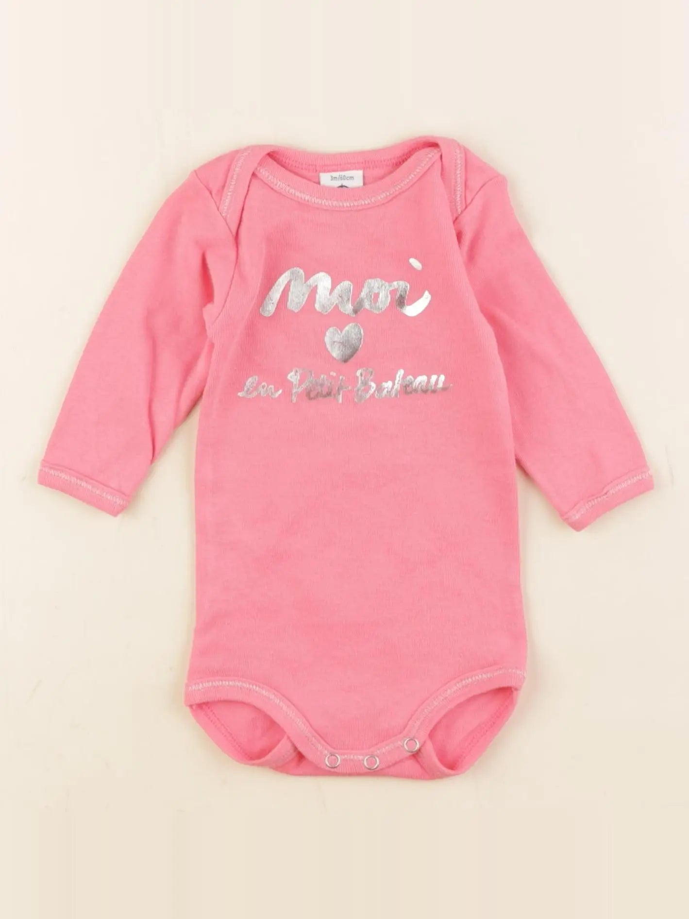 Petit Bateau - body rose - 3 mois