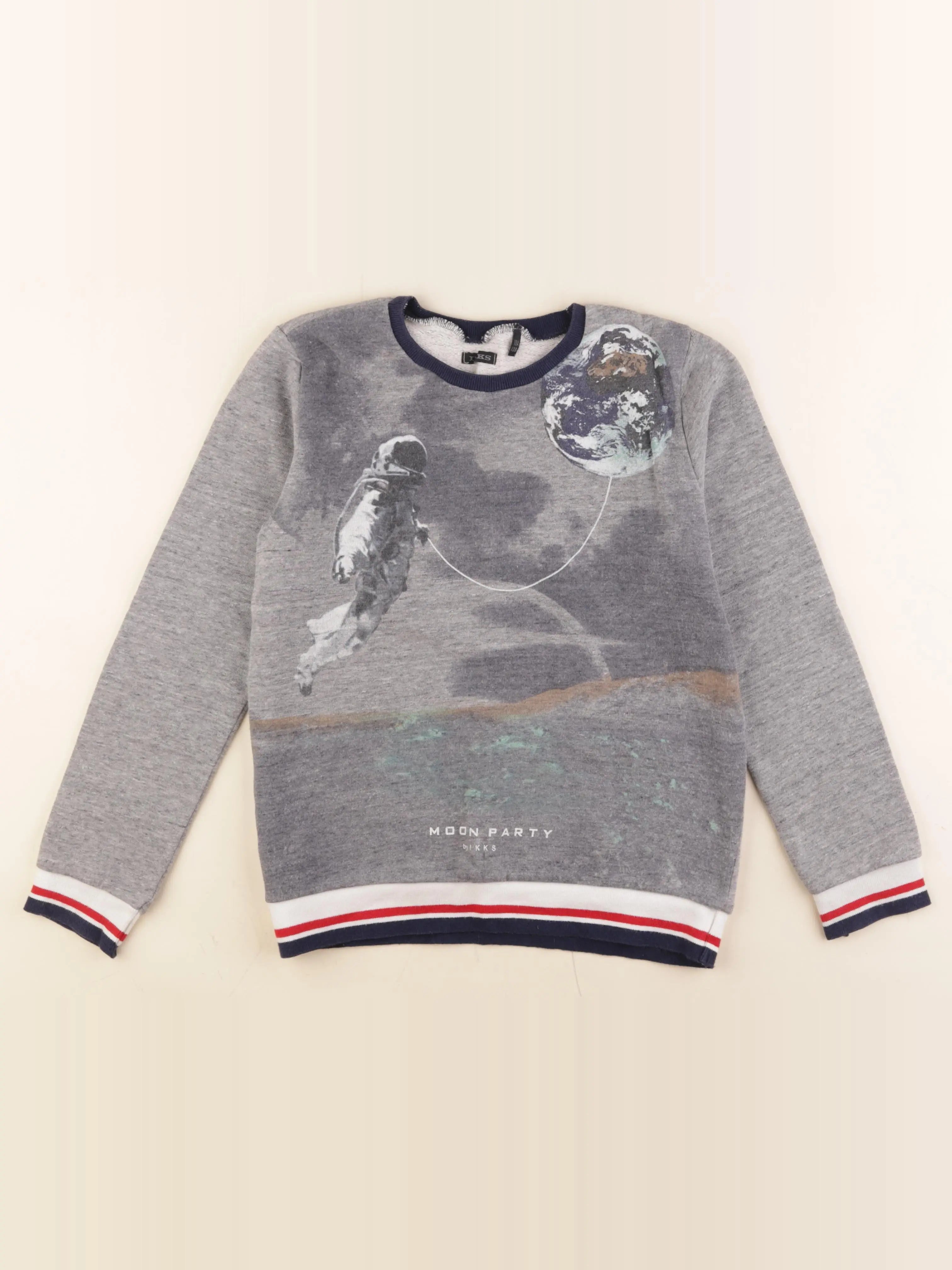 IKKS - sweat gris, bleu - 10 ans