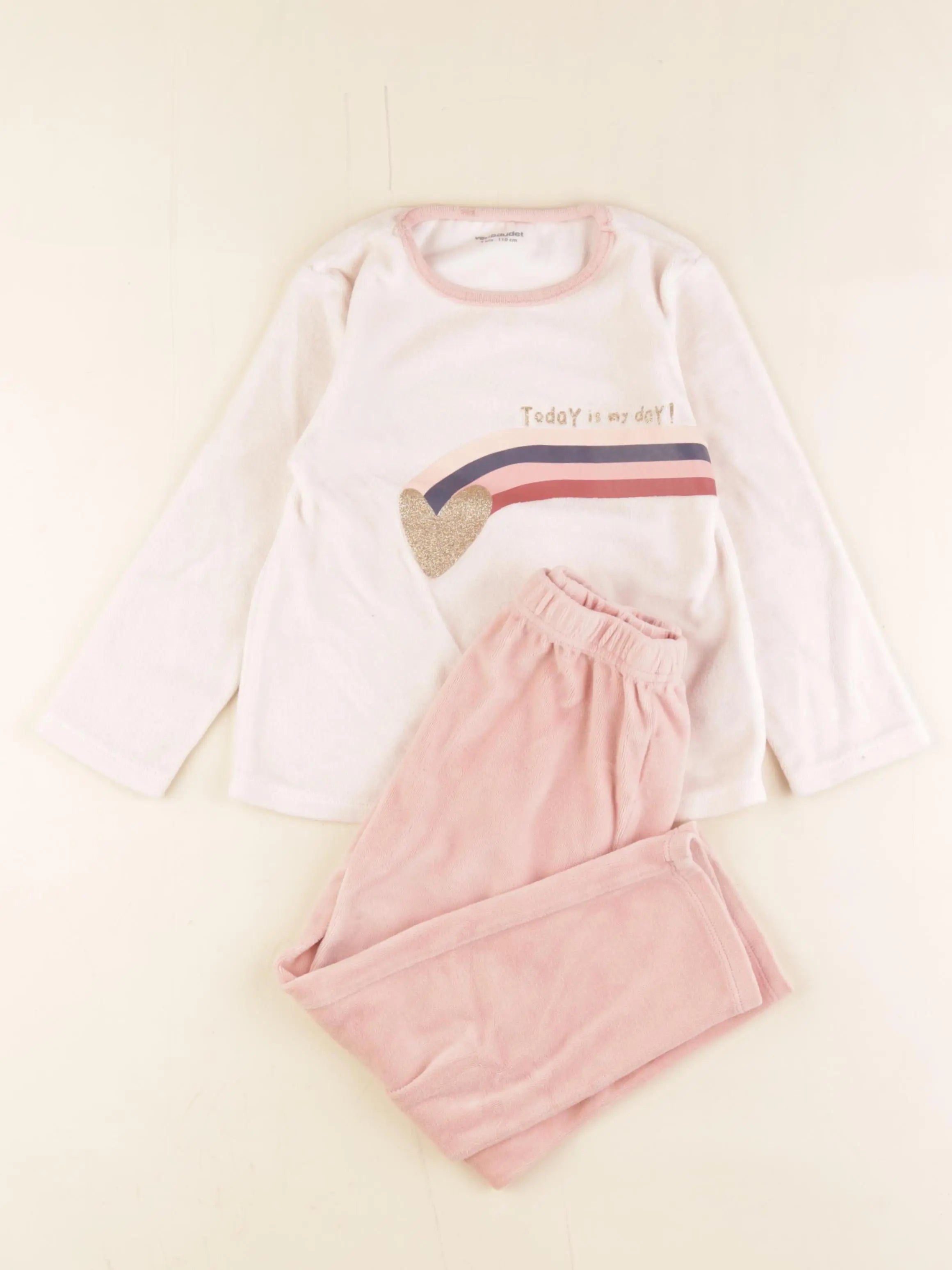 Vertbaudet - pyjama velours rose - 5 ans