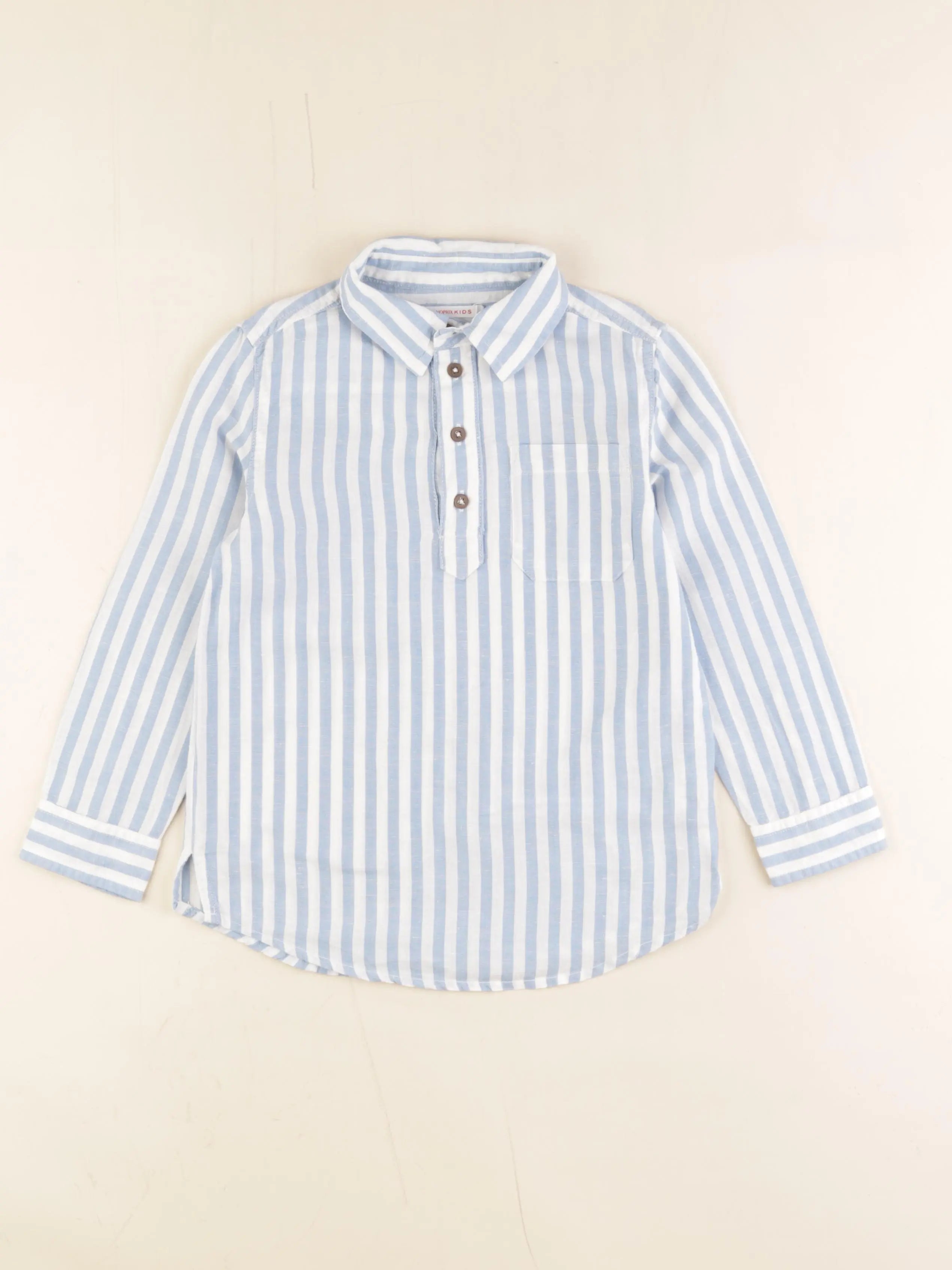 Monoprix - chemise bleu, blanc - 6 ans