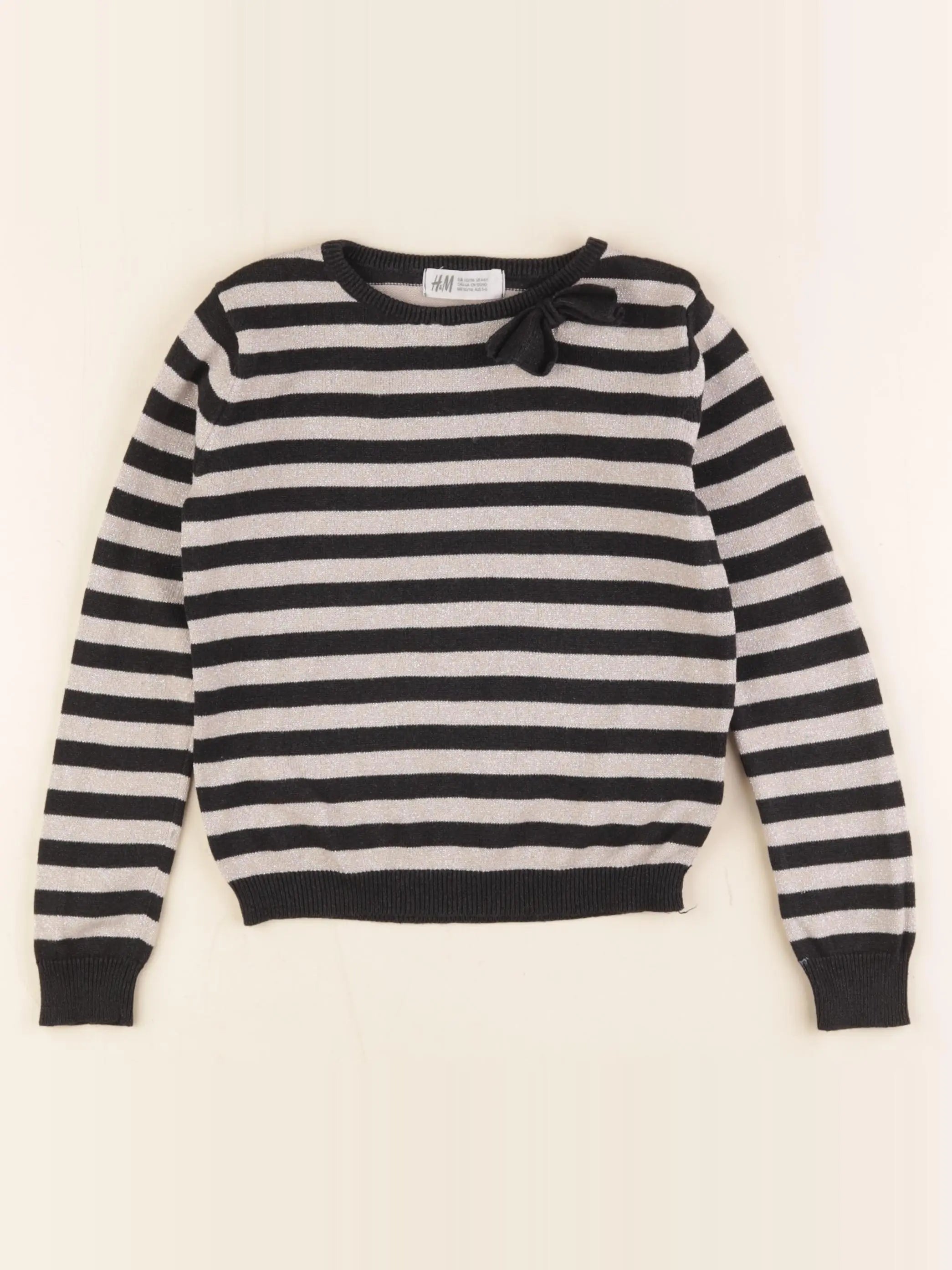 H&M - pull noir, beige - 4/6 ans