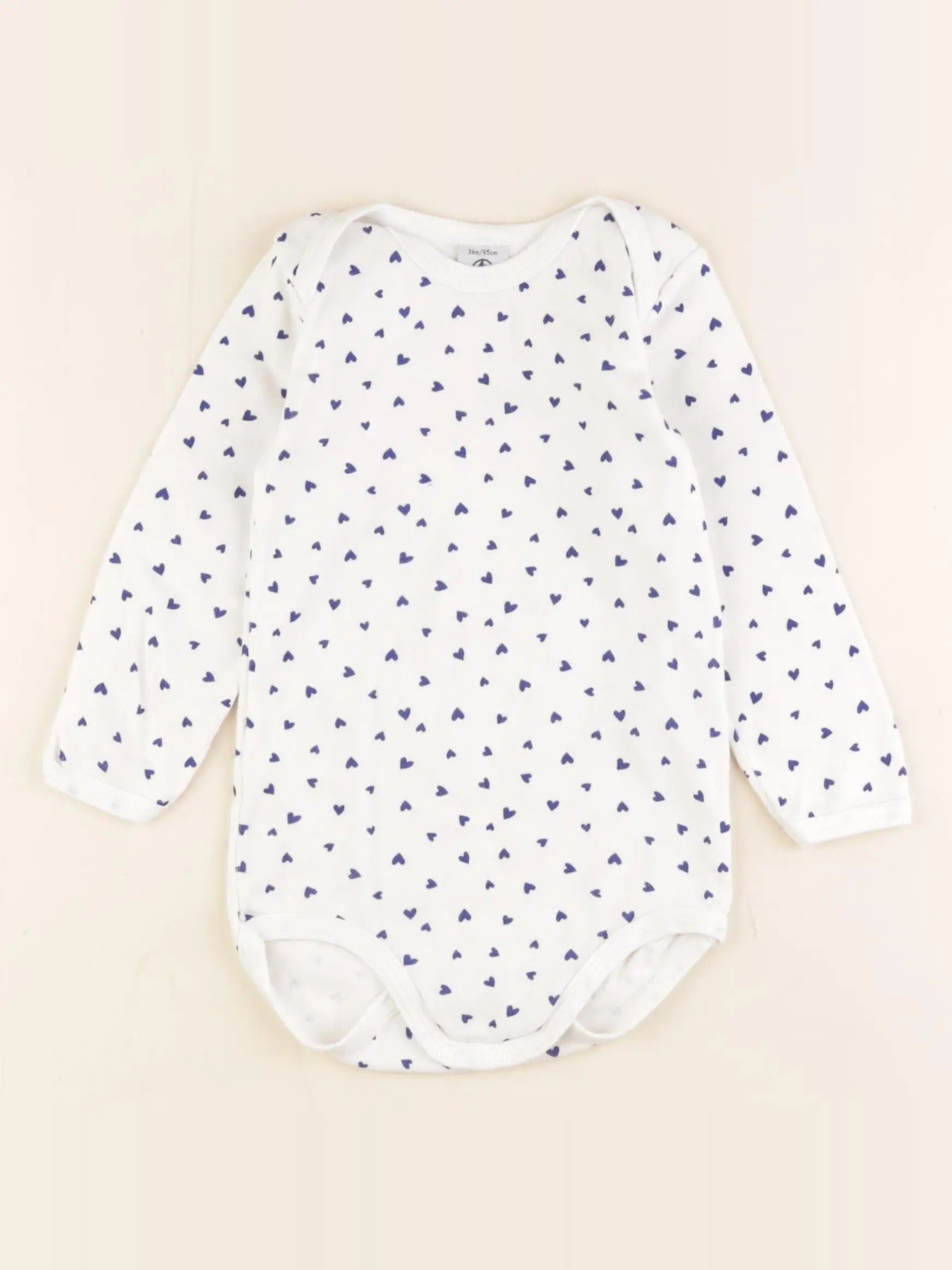 Petit Bateau - body blanc, bleu - 36 mois