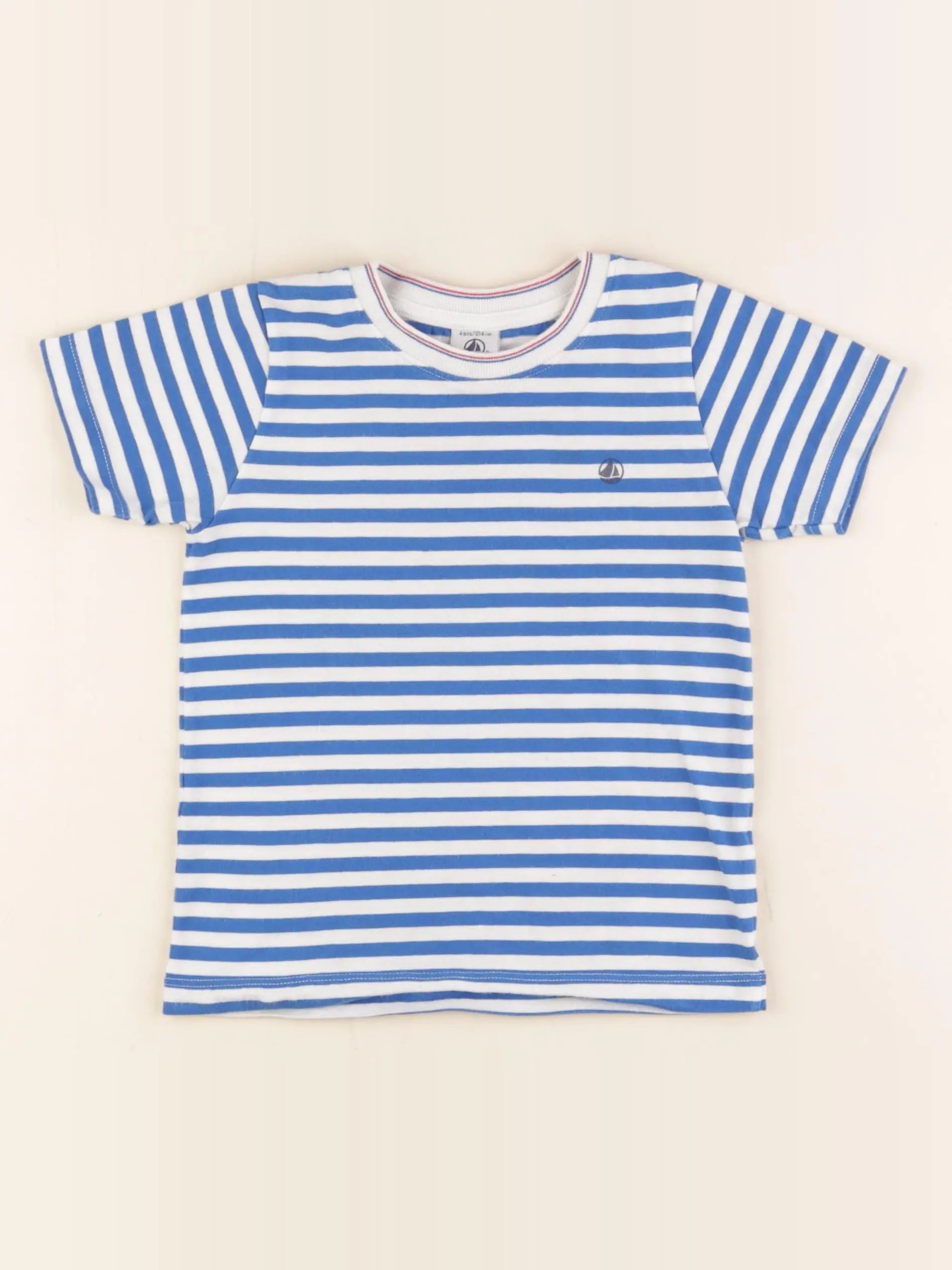 Petit Bateau - tee-shirt blanc, bleu - 4 ans