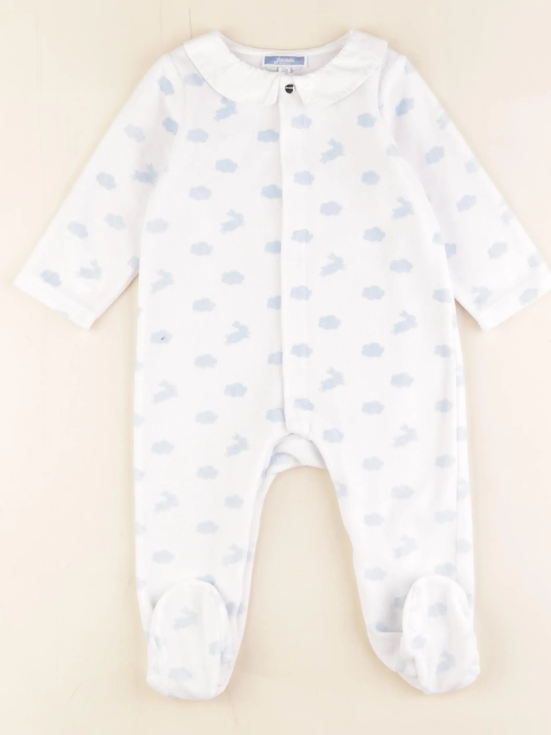 Jacadi - pyjama velours blanc, bleu - 12 mois