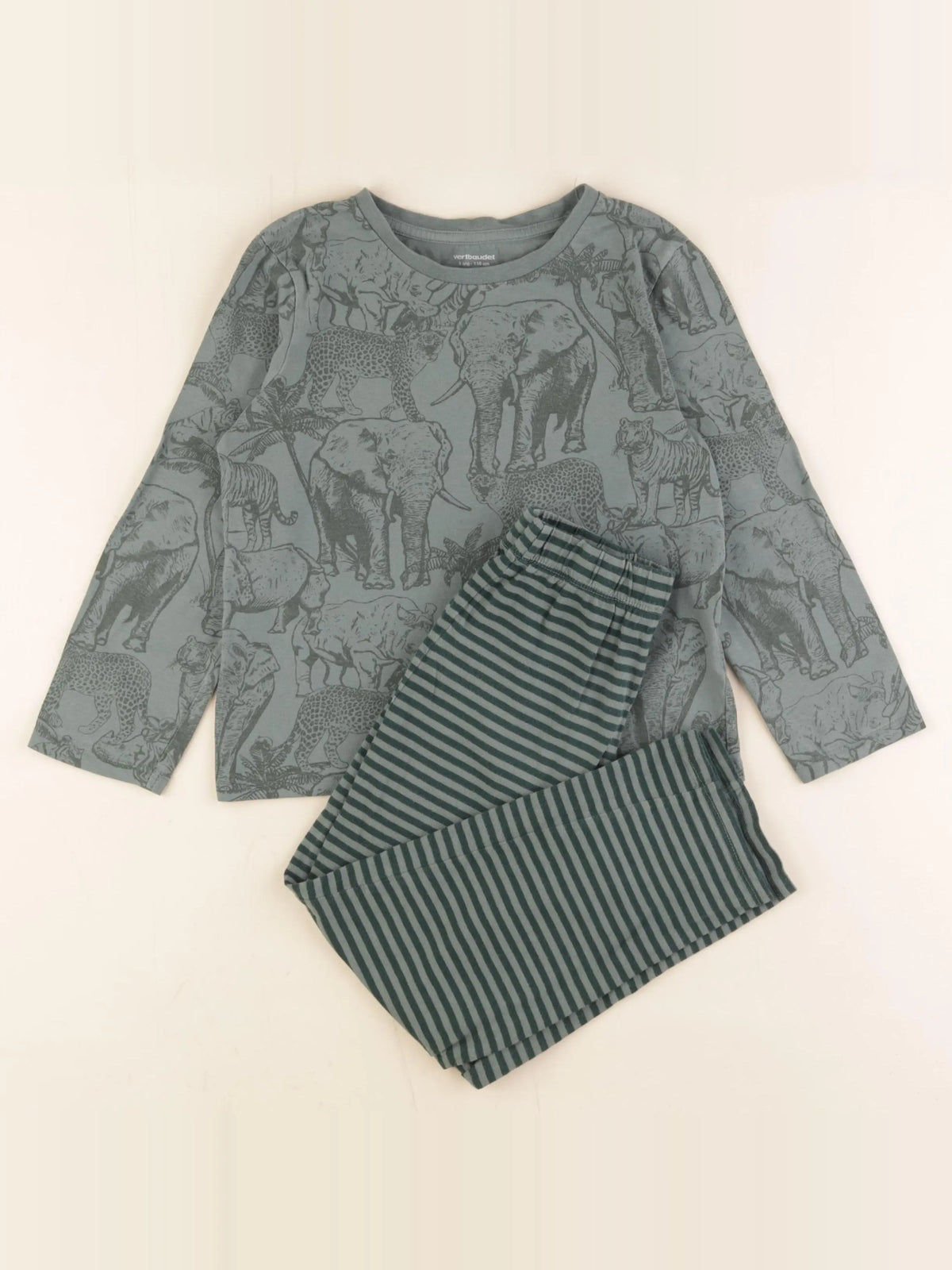 Vertbaudet - pyjama coton vert - 6 ans