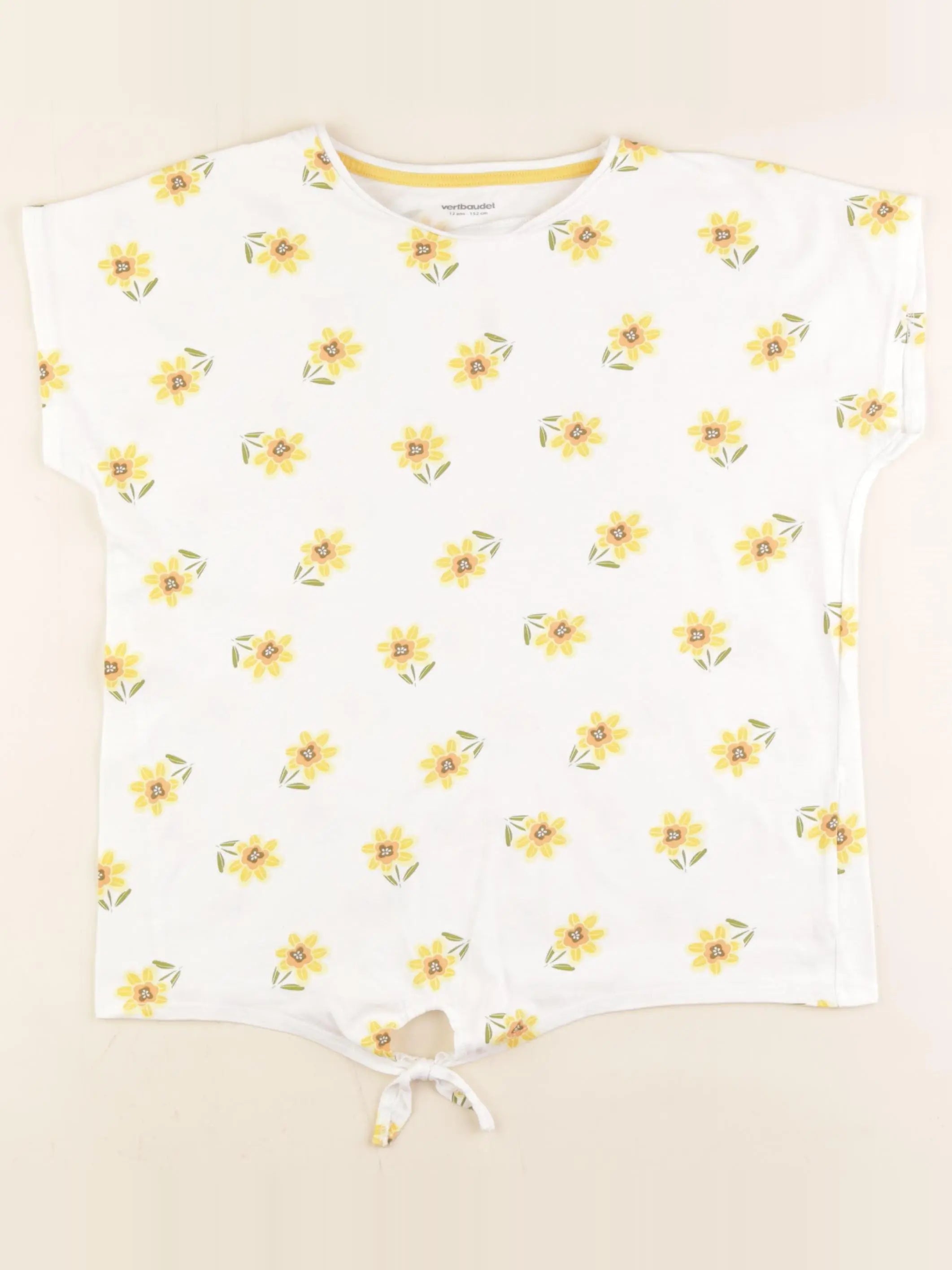 Vertbaudet - tee-shirt blanc, jaune - 12 ans
