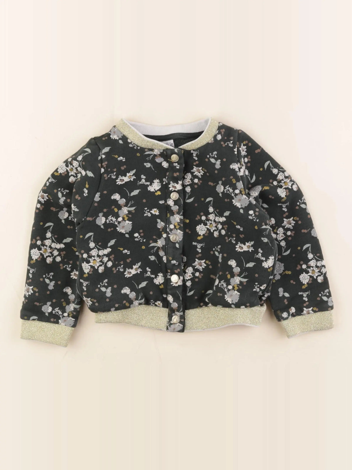 Petit Bateau - veste doublé vert, or - 4 ans