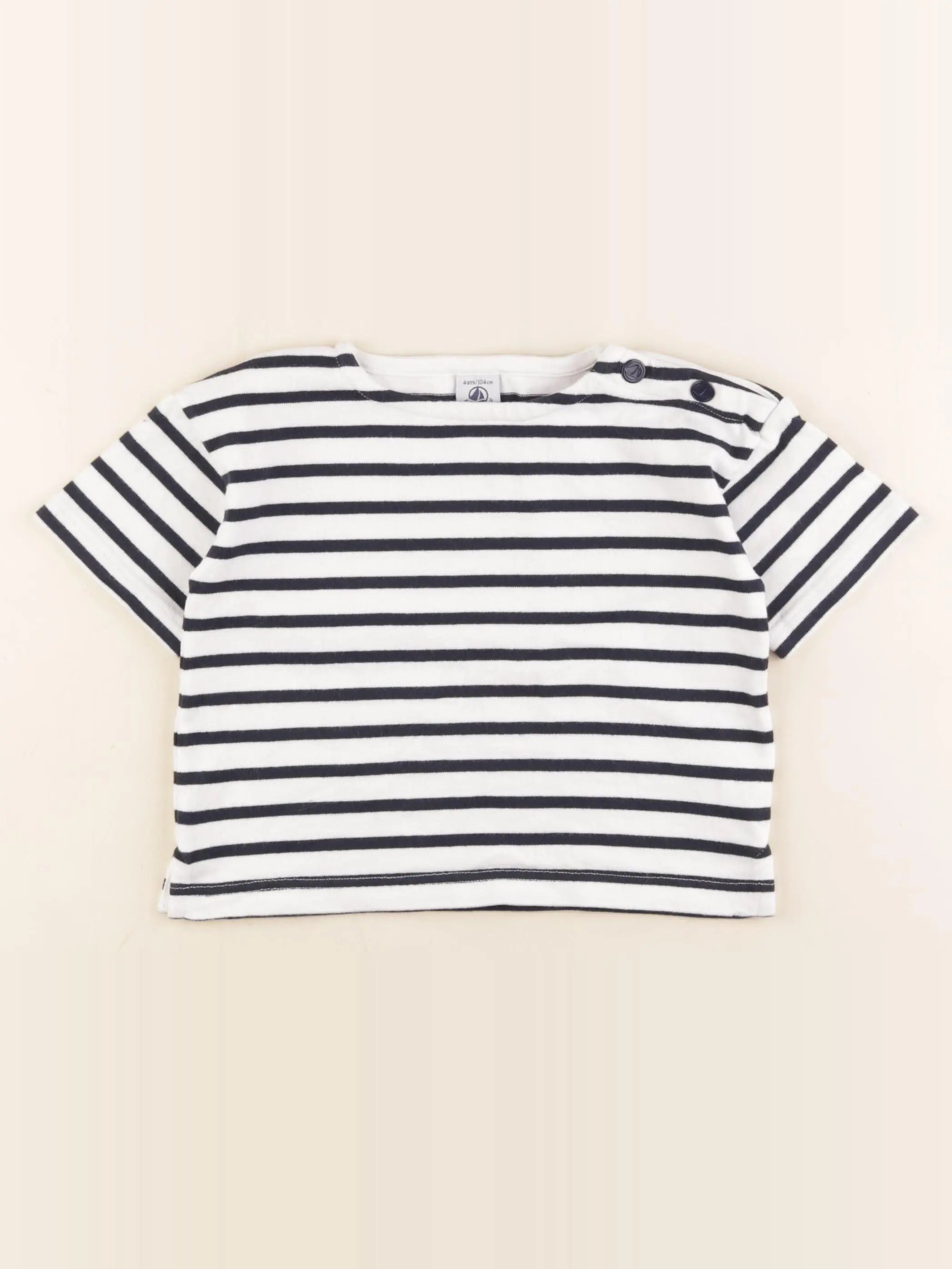 Petit Bateau - tee-shirt bleu, blanc - 4 ans