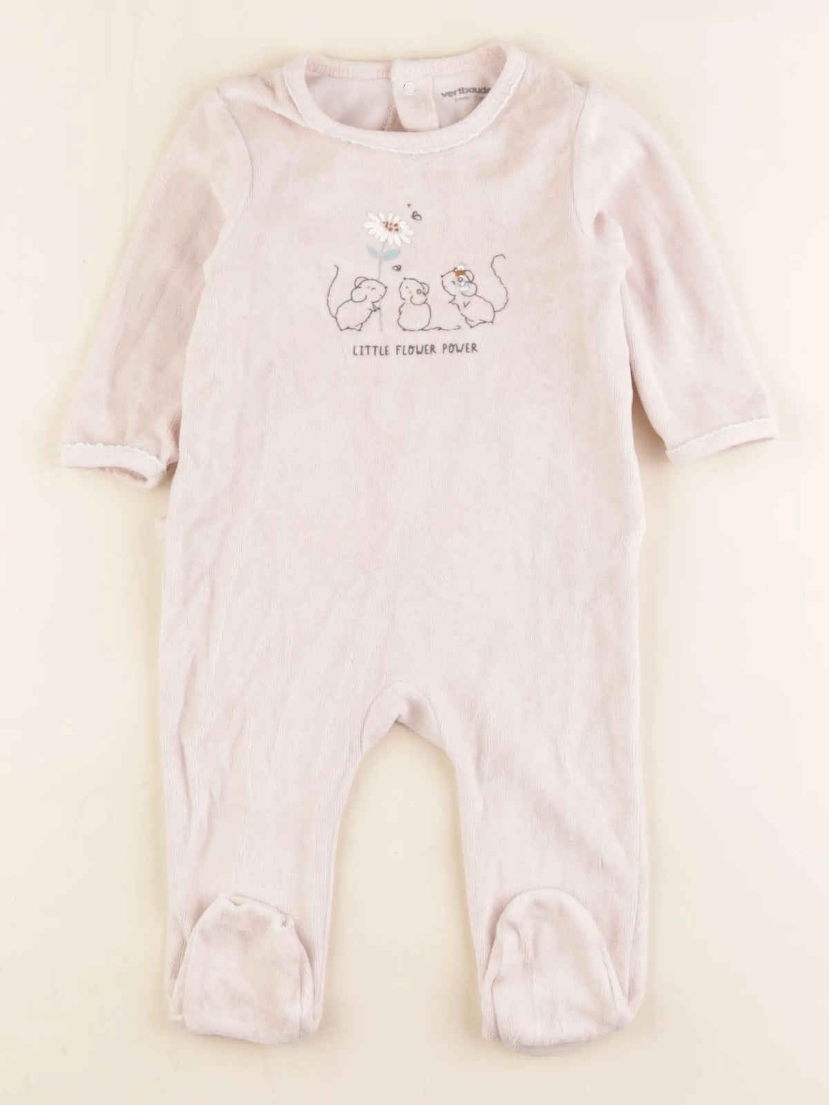 Vertbaudet - pyjama velours rose - 9 mois