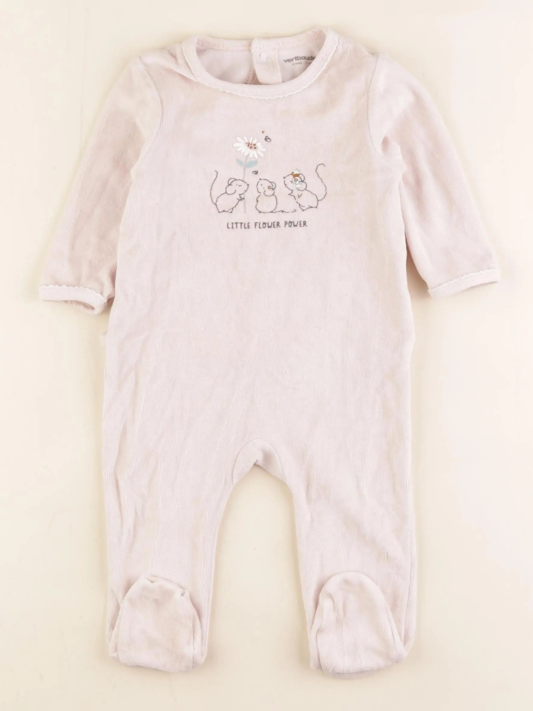 Vertbaudet - pyjama velours rose - 9 mois