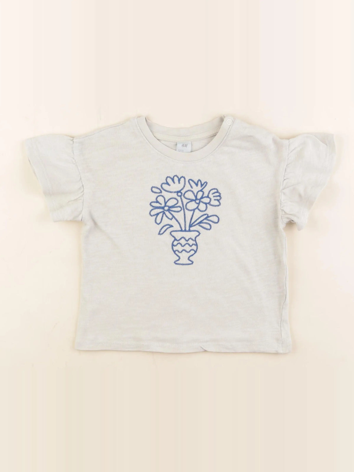 H&M - tee-shirt beige, bleu - 18/24 mois