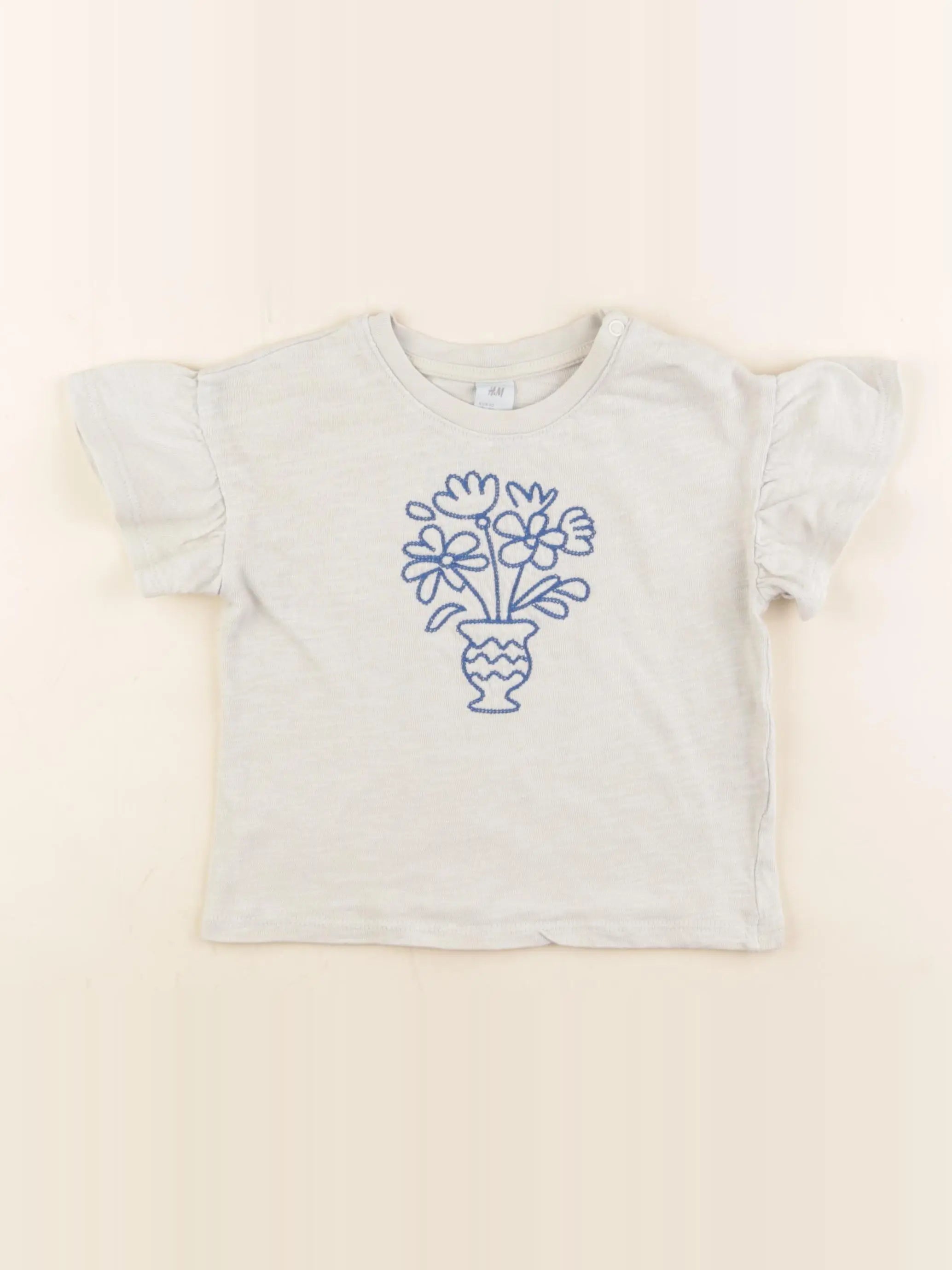 H&M - tee-shirt beige, bleu - 18/24 mois