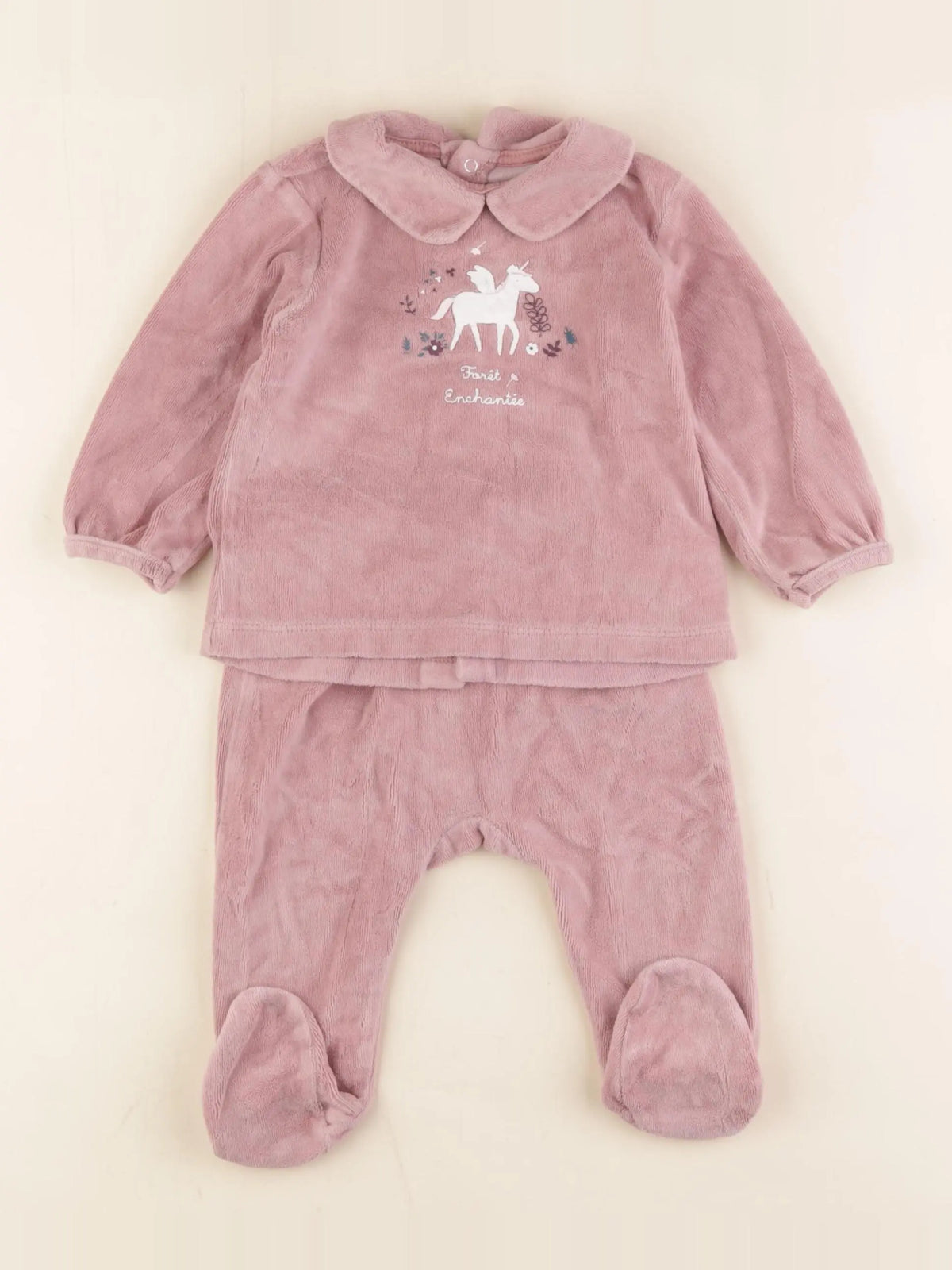 Vertbaudet - pyjama velours violet - 9 mois