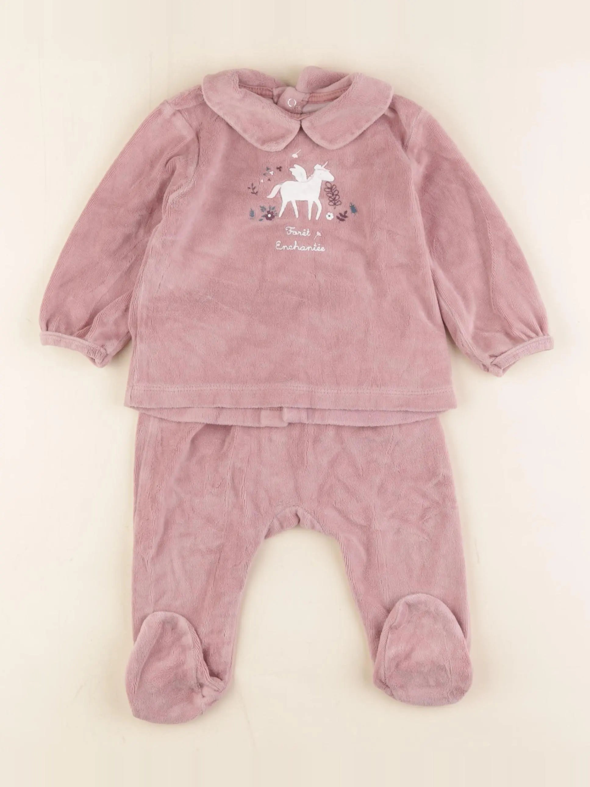 Vertbaudet - pyjama velours violet - 9 mois