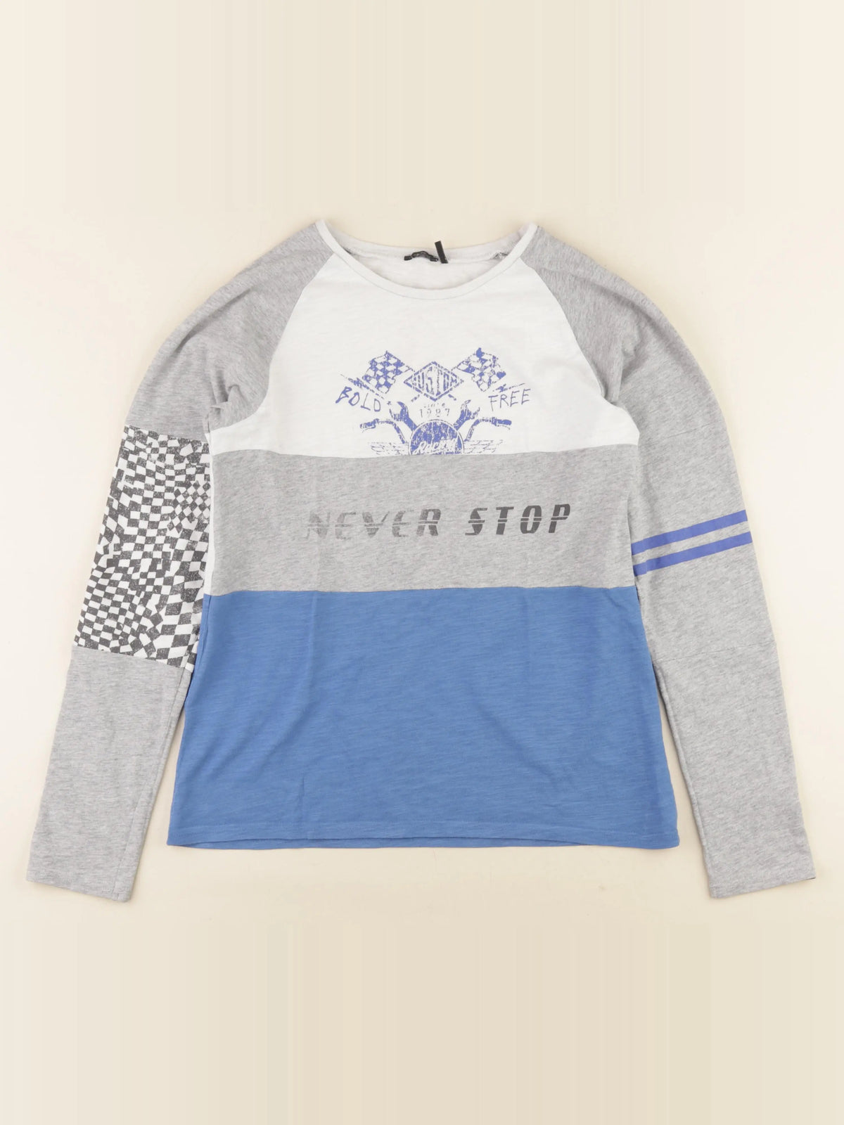 IKKS - tee-shirt bleu, gris - 14 ans